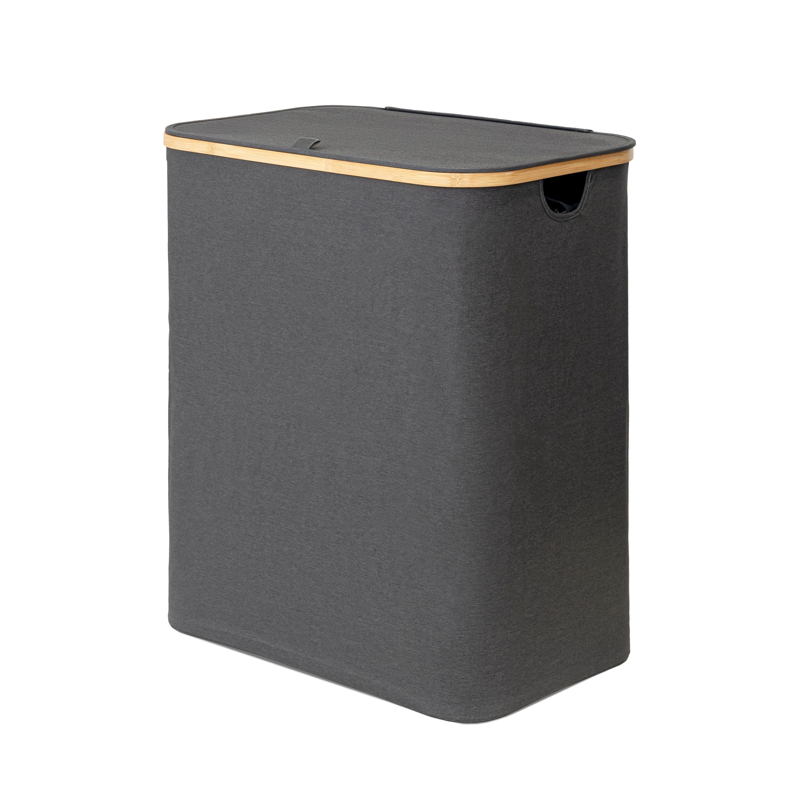 tasir Wäschebox Wäschekorb, 140 Liter, 2 Fächer, mit Deckel und Bambus-Rahm günstig online kaufen