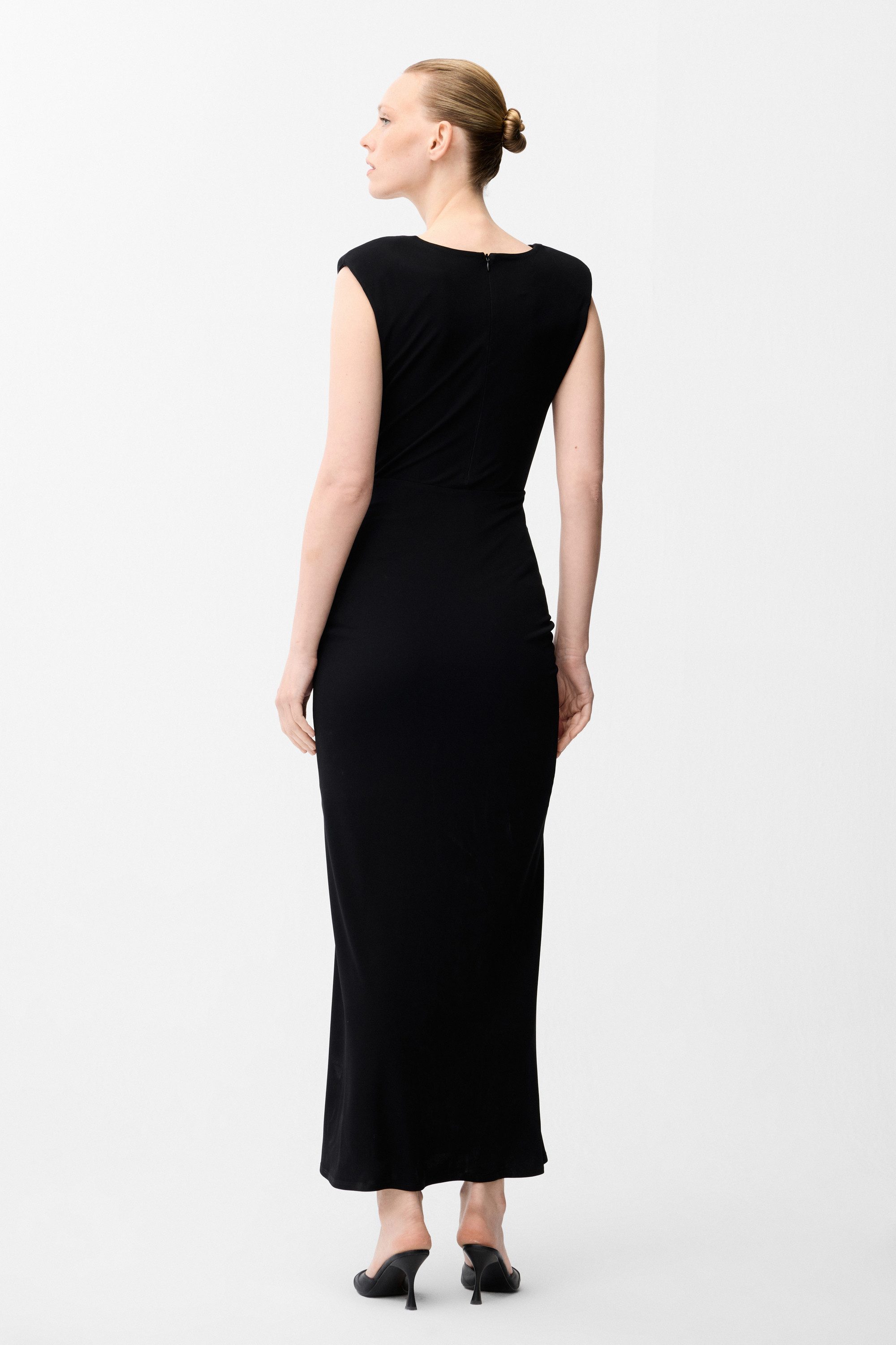 adL Cocktailkleid Ärmelloses Maxikleid mit Wasserfallausschnitt und Raffdetail