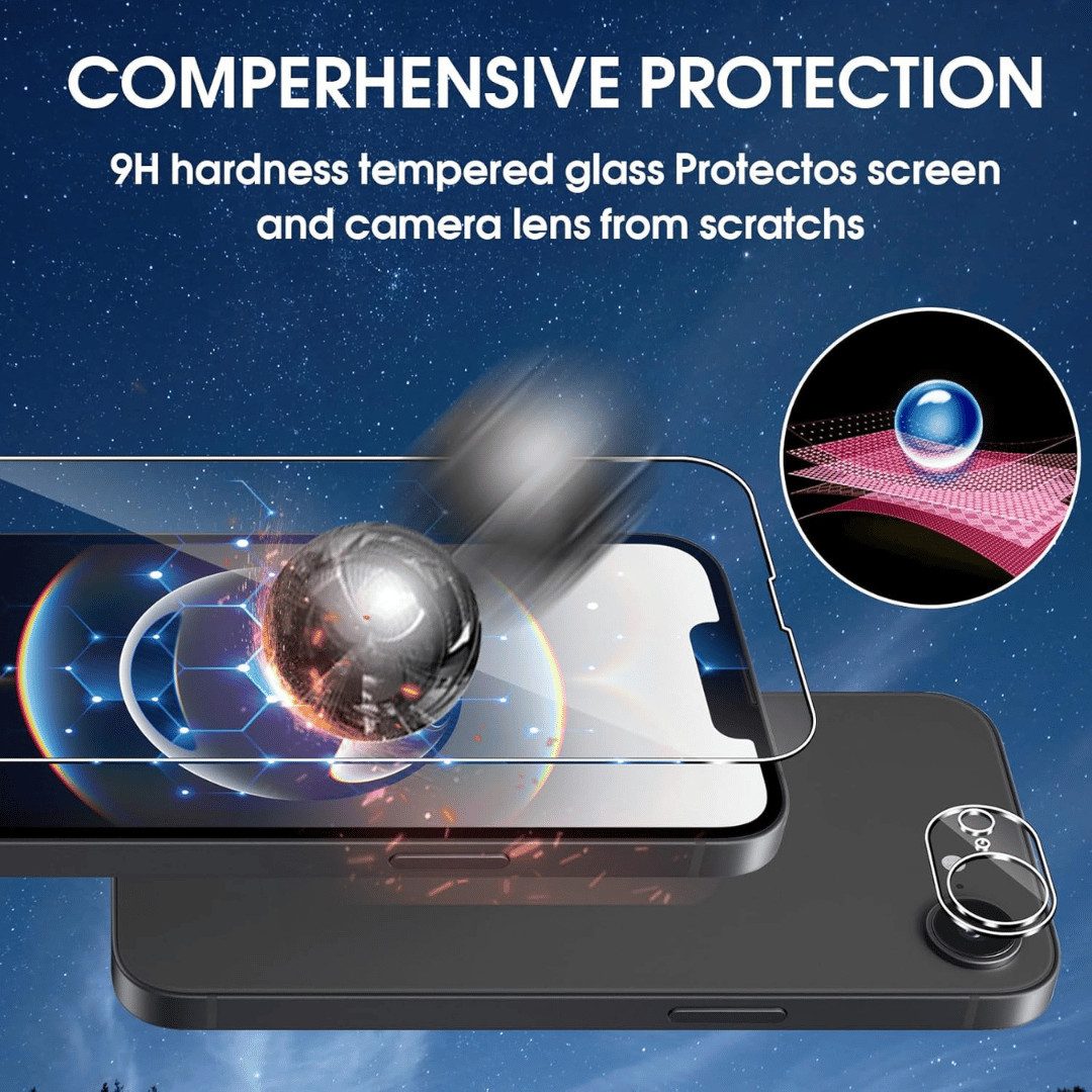 SmartUP Displayschutzglas 2X Schutzglas für Iphone 16e Display Kamera Panzerglas Panzerfolie 9H für iPhone 16e, kompletter Rundumschutz – Bild 5 von 5