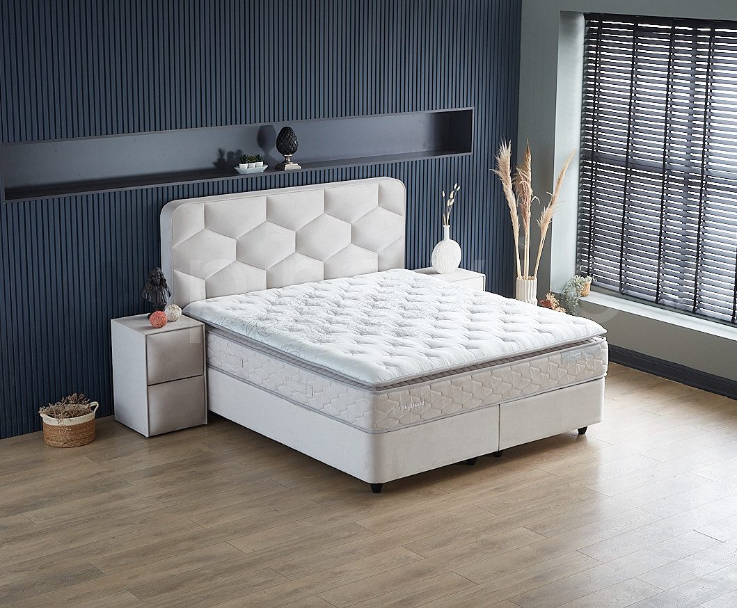 Viva Möbel Boxspringbett DOLCE (90 x 200 cm, ohne Nachttisch), Ergonomisches Bett - mit modernem Design
