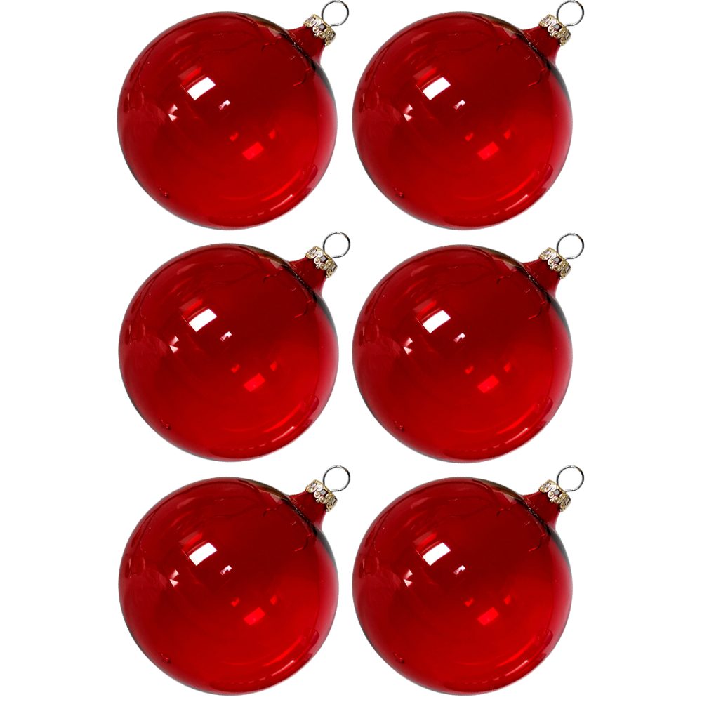 stierblut, (6 Weihnachtskugel-Set Thüringer Glasdesign mundgeblasen transparent Weihnachtsbaumkugel St),