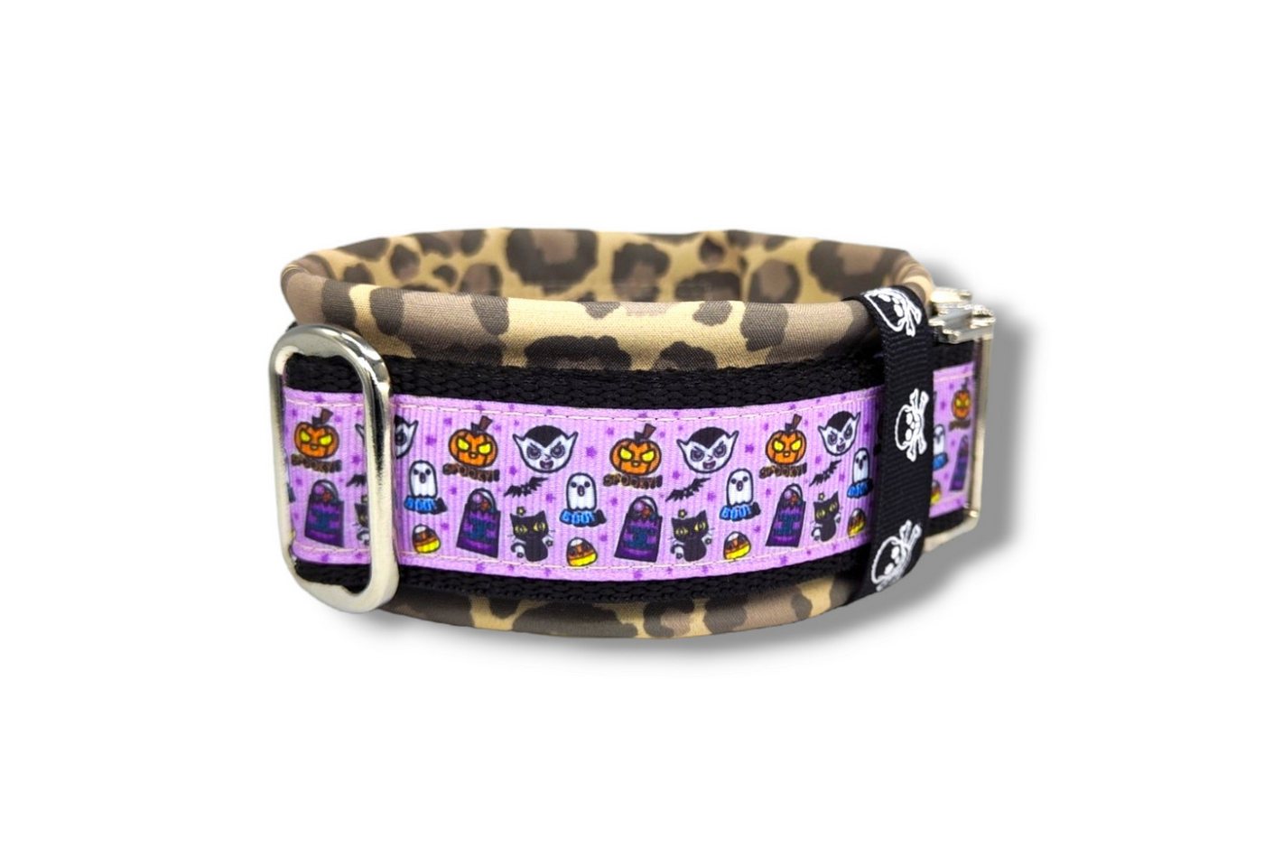 Thumbnail - D by E Couture Hunde-Halsband "Halloween-Leo-Love III", gepolstert, verstellbar, 30mm breit, Handmade
