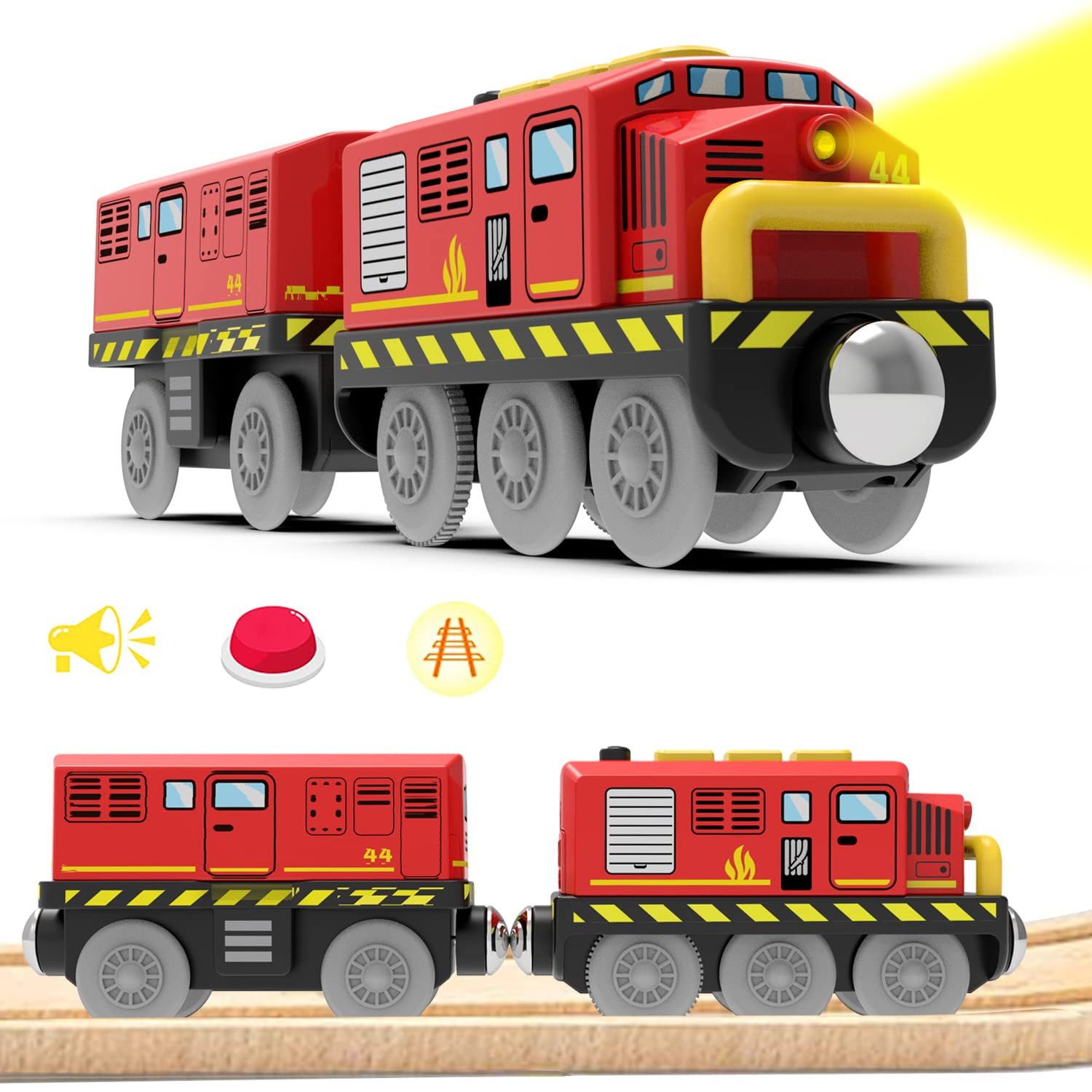 CLTYQ Spielzeug-Eisenbahn Eisenbahn Zug Elektrische lok,Holzeisenbahn Spielzeug Kinder, Lokomotivzug(Magnetverbindung), Lokomotive Kompatibel mit Holzschienen