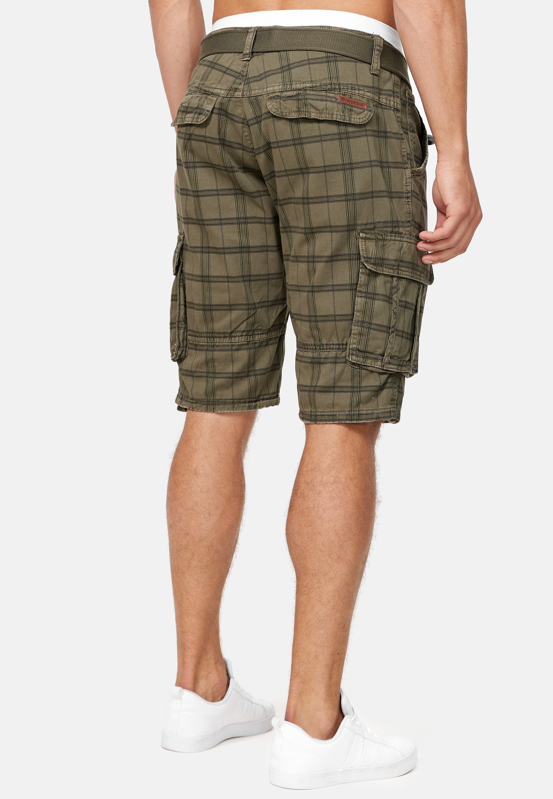 Indicode Cargoshorts Herren Monroe Cargo Cargo Shorts Herrenshorts mit 6 Taschen inkl. Gürtel