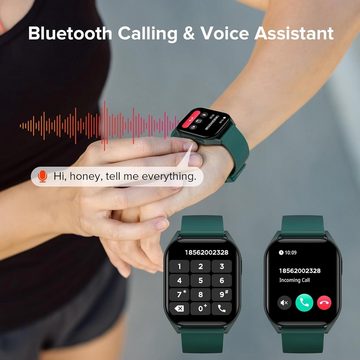 Bebinca Smartwatch (1,85 Zoll, Andriod iOS), Herren Anruf HD super großes Display 123 Sportarten Blutdruck