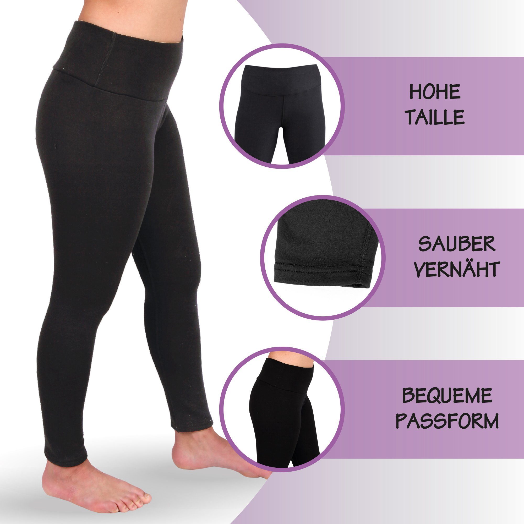 hemmy Waist Innenfleece Hose gefütterte Fashion Damen Winter Leggins, warme High Thermo Thermoleggings - Thermohose Hose