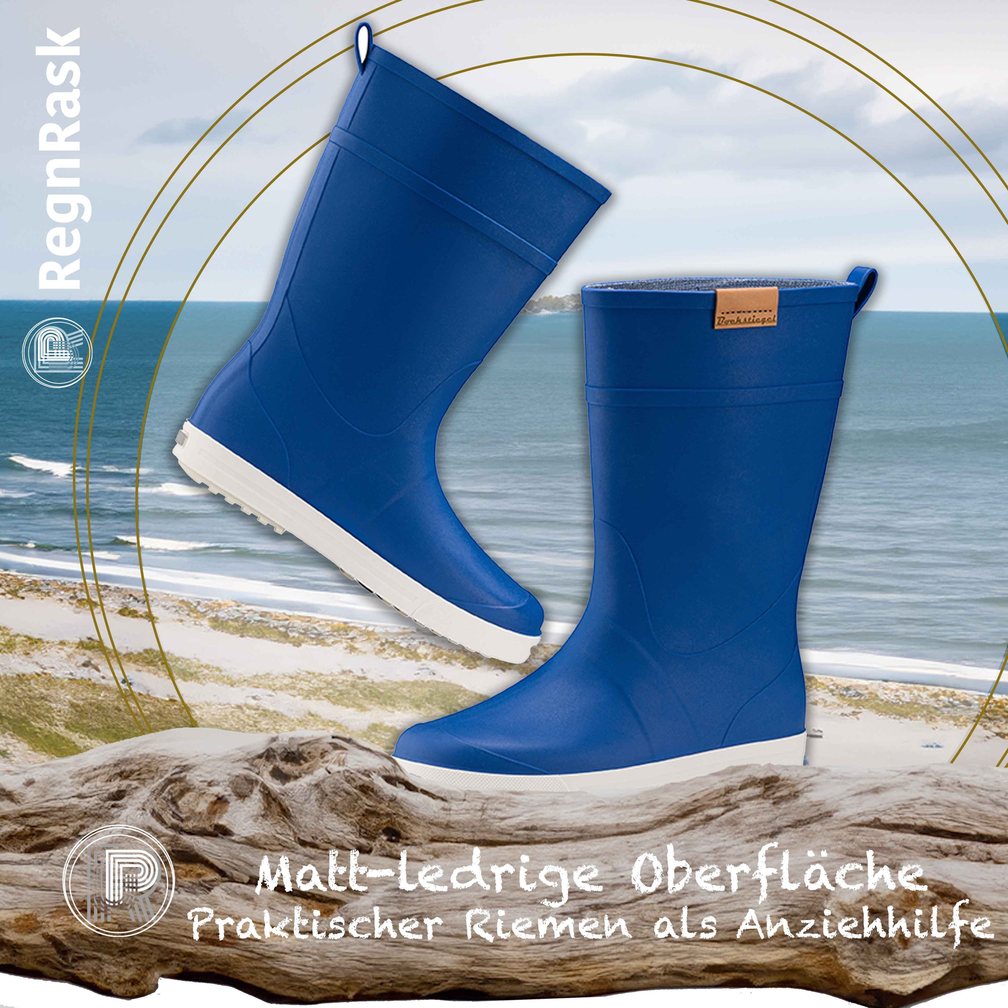 Ultrapower REGNRASK Damen Schlupfstiefel Kontrastsohle 39 Blau-Weiß Gummistiefel Gartenstiefel Matschstiefel Festivalstiefel
