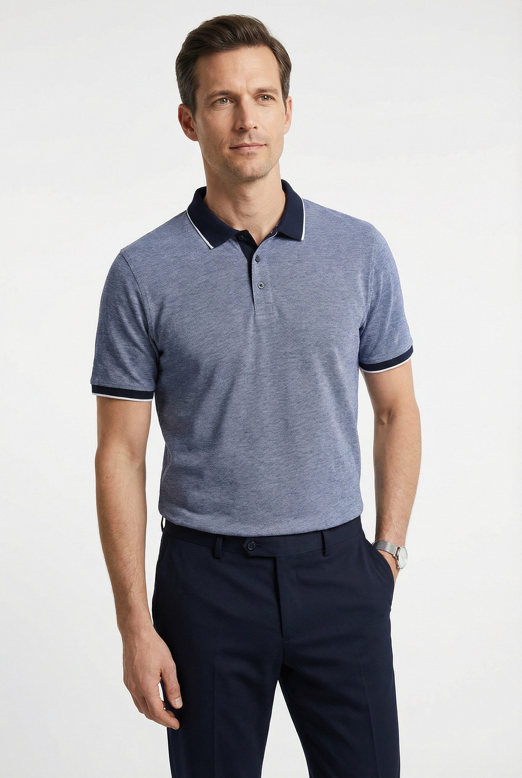 MARVELIS Poloshirt meliert, leicht tailliert