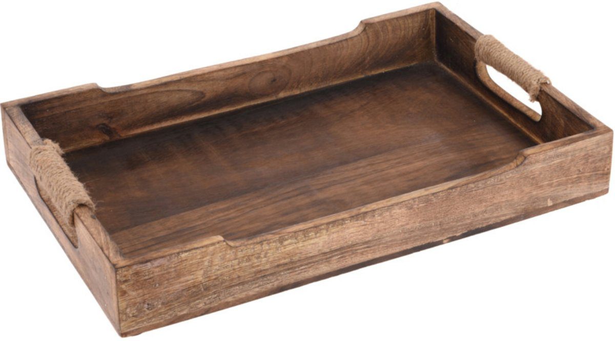Koopman Dekotablett Serviertablett Holztablett Mango Braun Unbehandelt Rustikal 3 Größen (1 St), Tablett, Mangoholz, Serviertablett