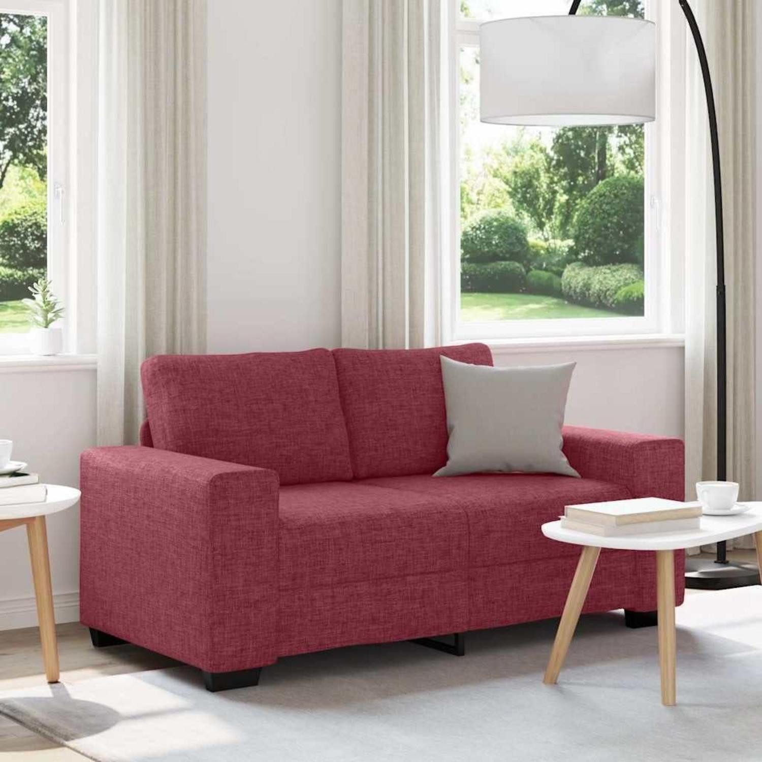 LuxusKollektion Schlafsofa 2 Sitzer Sofa Bettsofa Schlaffunktion Liegefläche Stoff 120 cm Weinrot, Schlaf Couch