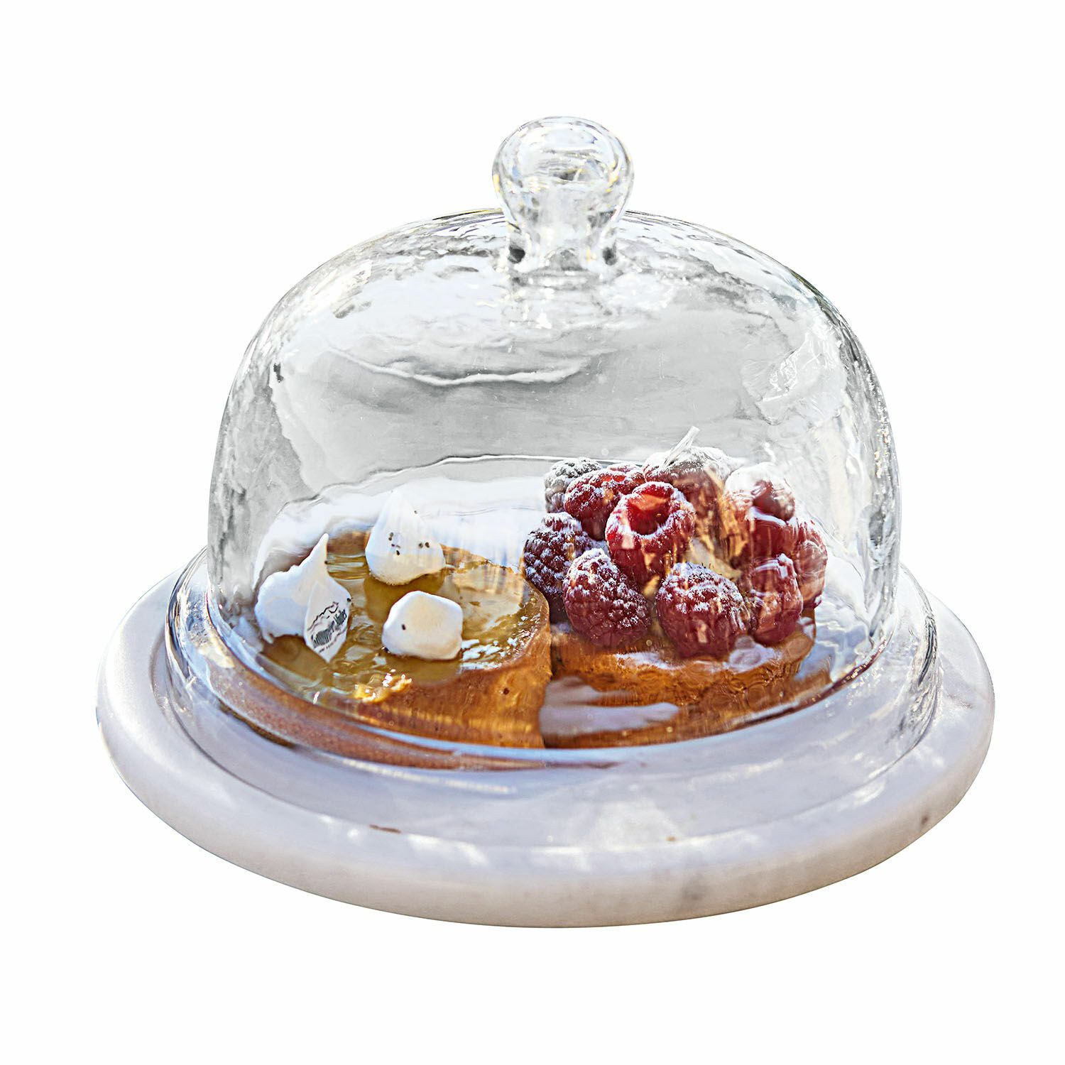 Mirabeau Vorratsdose Glasglocke mit Platte Barnsdale klar/weiß, Glocke: Glas, Platte: Marmor