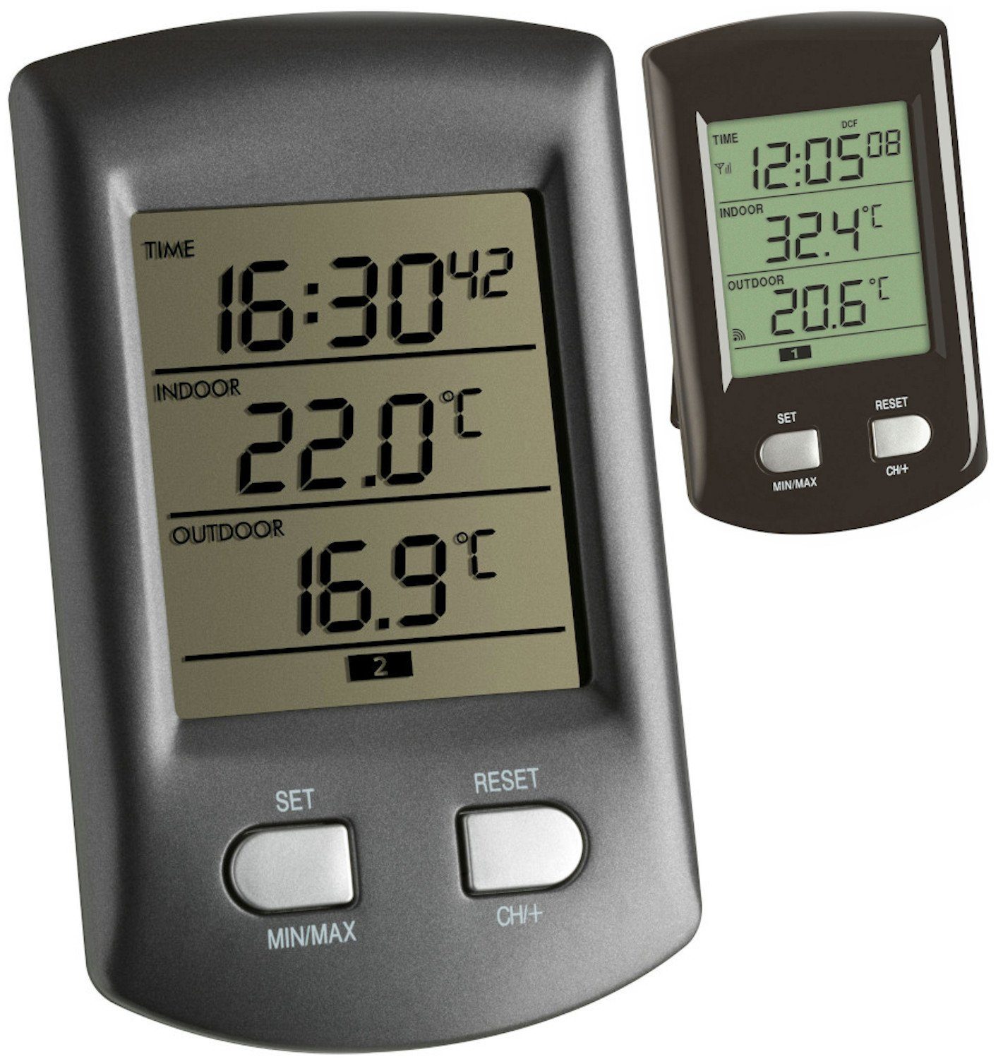 Raumthermometer Funkthermometer Ratio TFA 30.3034 Funkuhr digital Thermometer
