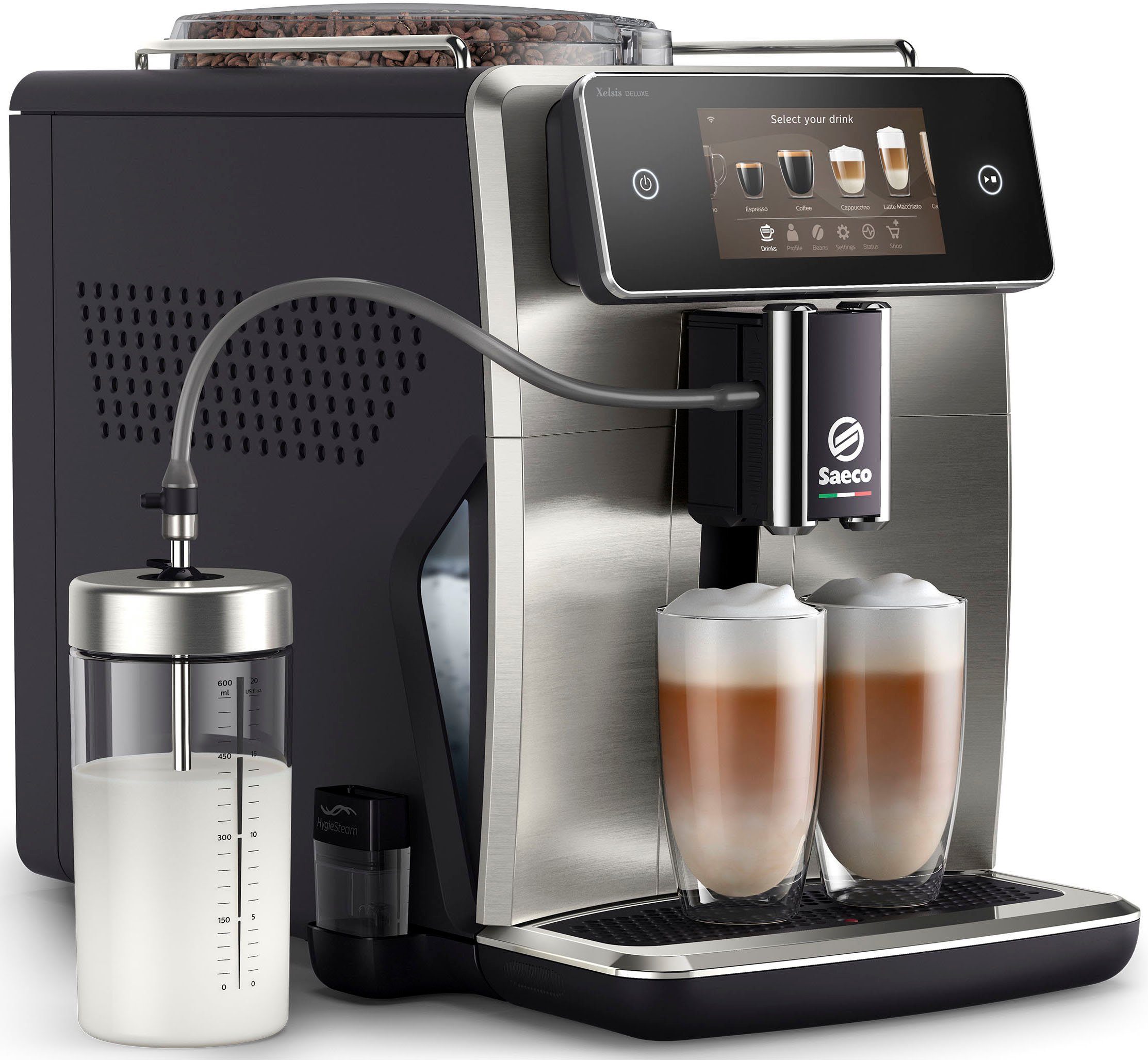 Saeco Kaffeevollautomat Xelsis Deluxe SM8785/00, Kaffeespezialitäten, und für 22 5" mit 8 Touchscreen Benutzerprofilen