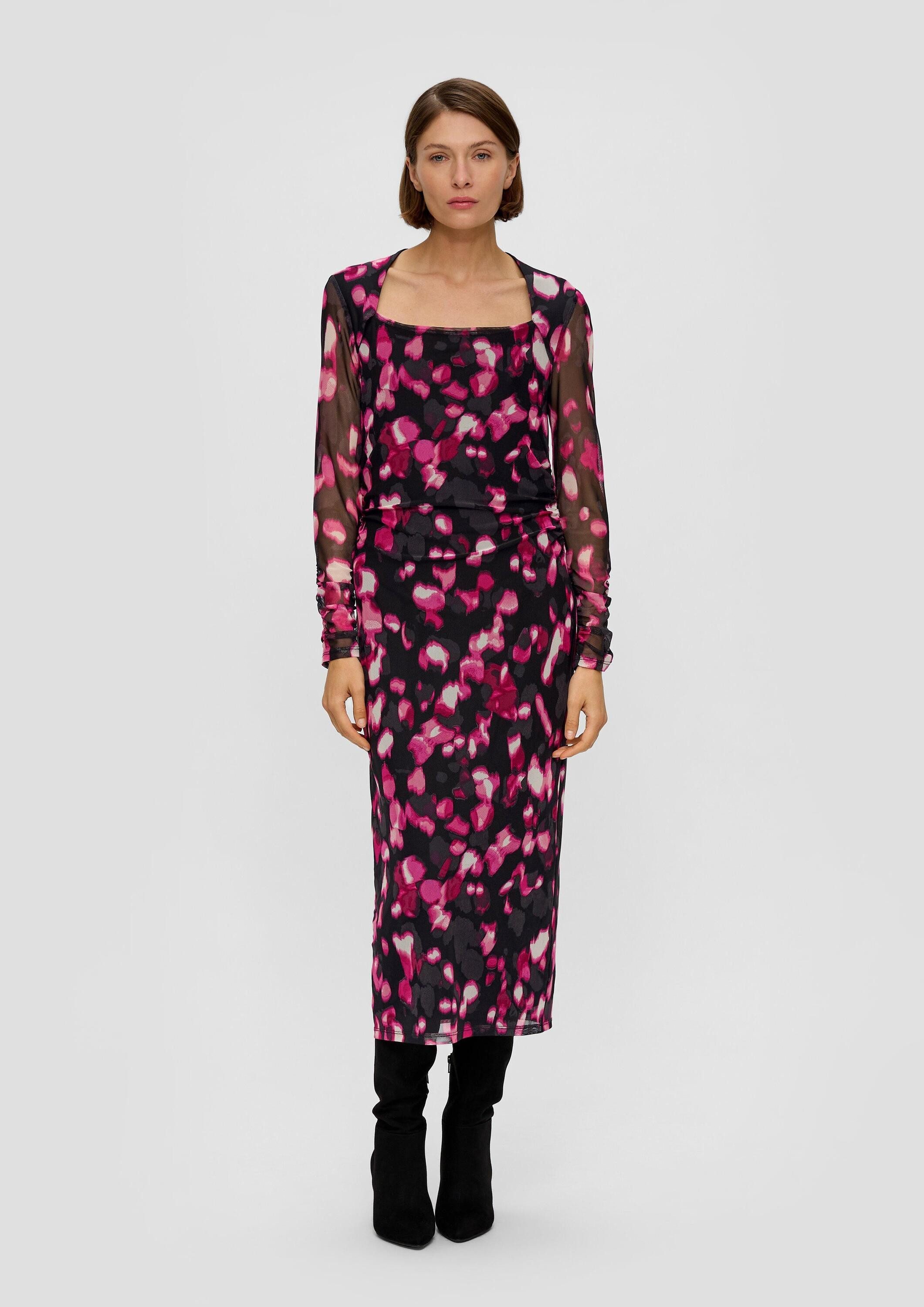 s.Oliver Midikleid Kleid Mesh-Kleid mit Raffung günstig online kaufen