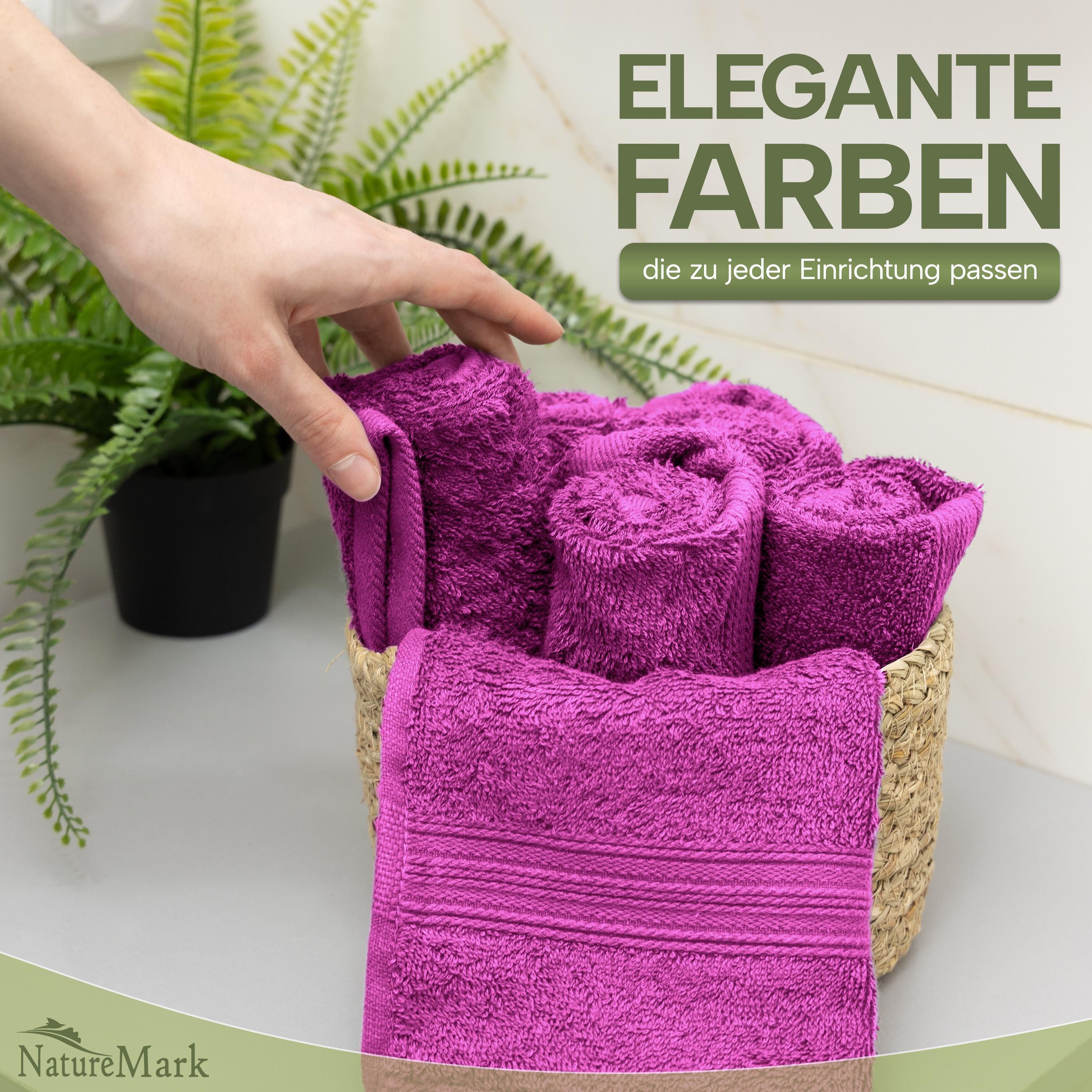 NatureMark Gästehandtuch Gästetuch 500gsm, 100% Baumwolle (12-St), Gästehandtuch Premium Qualität, 30x50cm, Pink