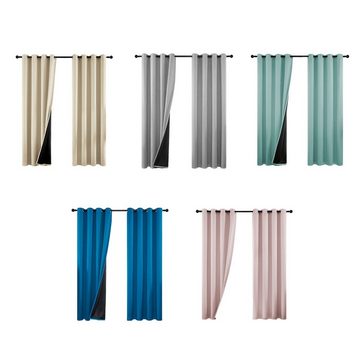 Verdunkelungsvorhang 2er Set Verdunklungsvorhänge Vorhang Vorhänge Gardinen Curtains, OKWISH, Ösen (2 St), verdunkelnd, Polyester, Schlafzimmer Thermovorhang Ösen Wärmeisolierend gegen Kälte Blickdicht