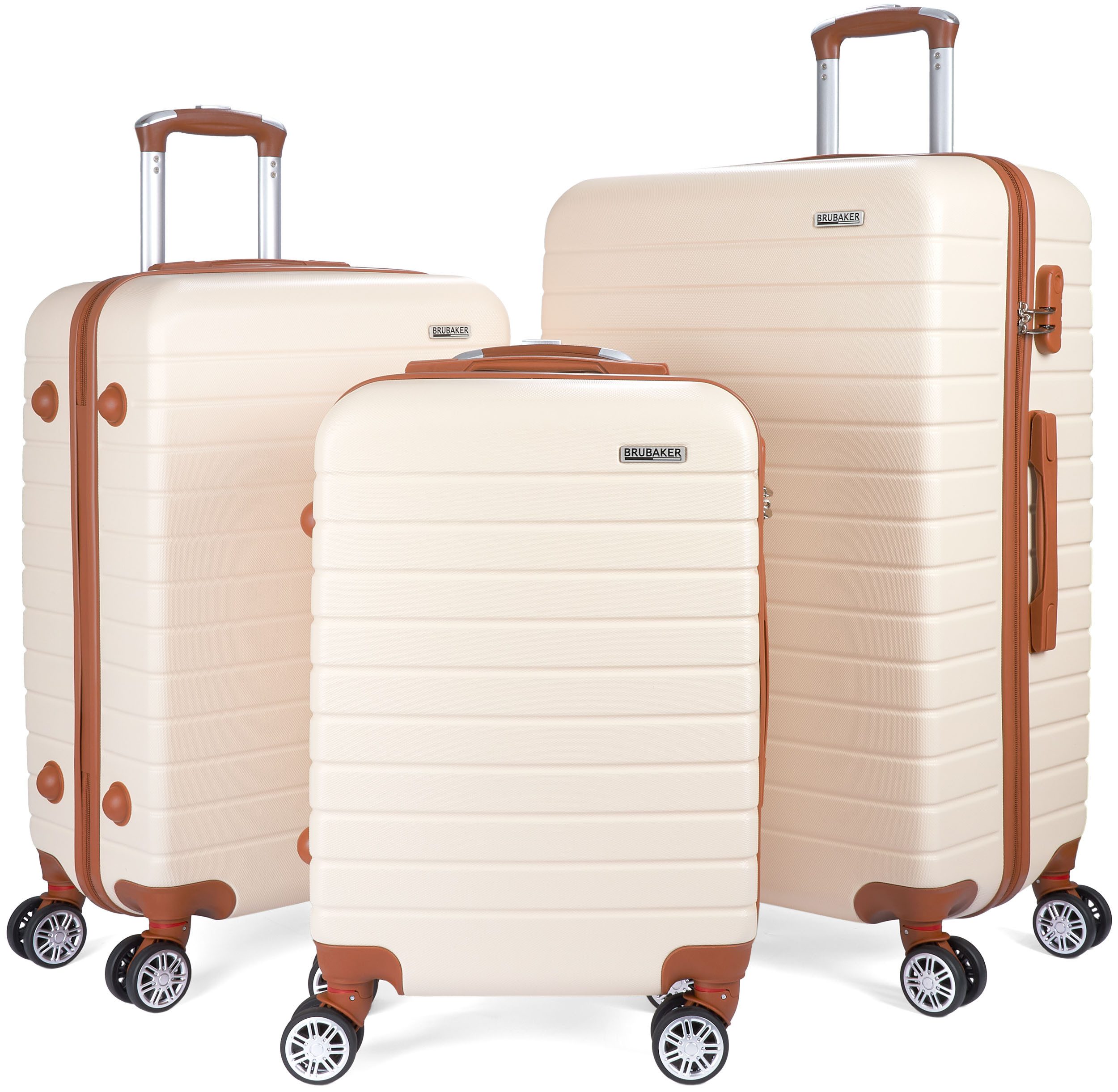BRUBAKER Kofferset Paris - Hartschalen Koffer Set mit Handgepäck, 4 Rollen, (M, L und XL), 3 tlg., Komfort Hartschalenkofferset), Reisekoffer Trolleys mit Zahlenschloss, 4 Rollen und Tragegriffen