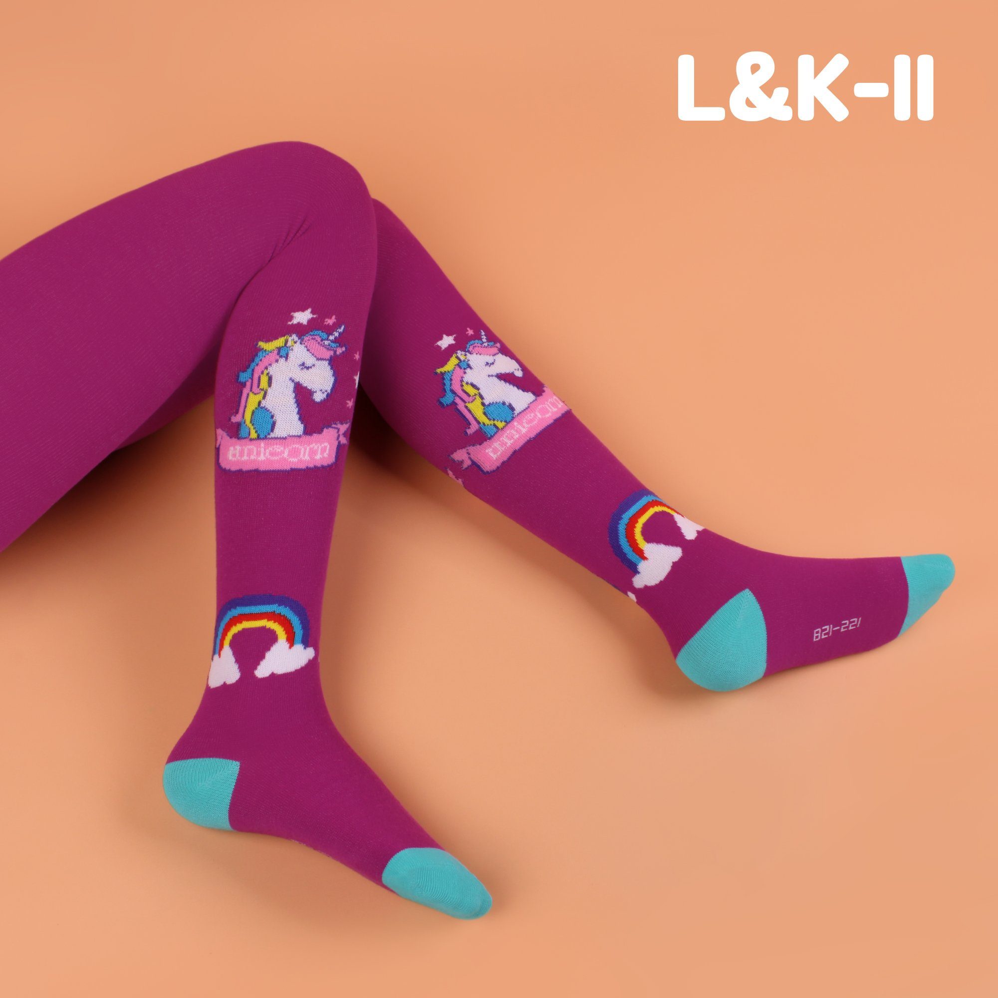 L&K-II Strickstrumpfhose aus Einhorn-Motiven 2730B mit (3er-Packung) 2730 Baumwolle