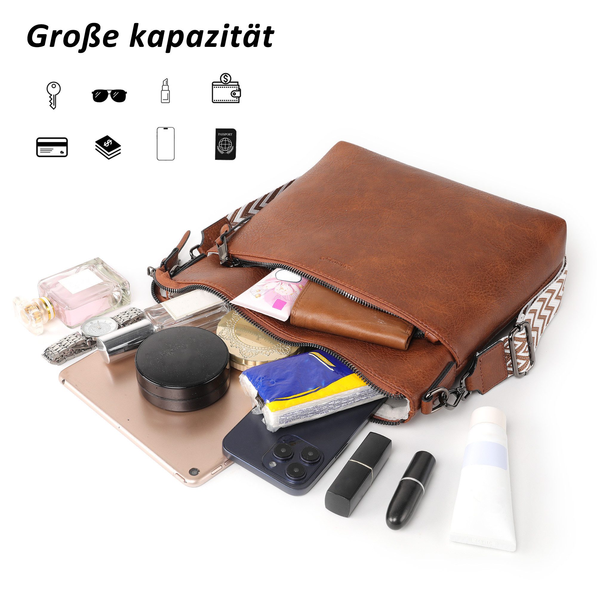 TAN.TOMI Schultertasche Damen Handtasche Crossbody Bag Tasche shopper Freizeit leicht (Für Pendeln Reise Campus Sport Rucksäcke), Umhängetasche Beuteltasche Cro – Bild 5 von 5