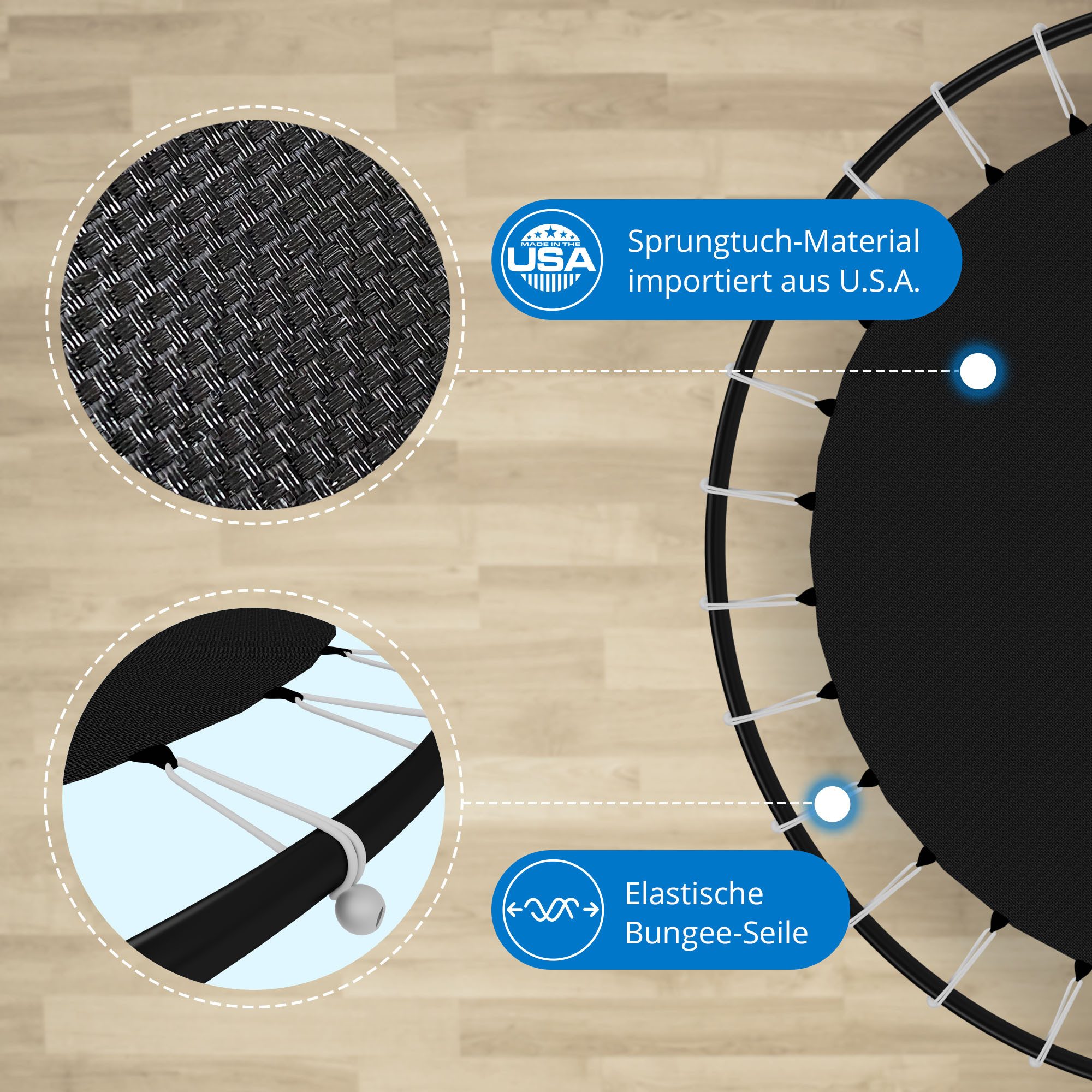 Kinetic Sports Gartentrampolin JUMPER 140, Ø 140 cm, Gummiseil Fun Jumper mit Sicherheitsnetz, Schutzpolster