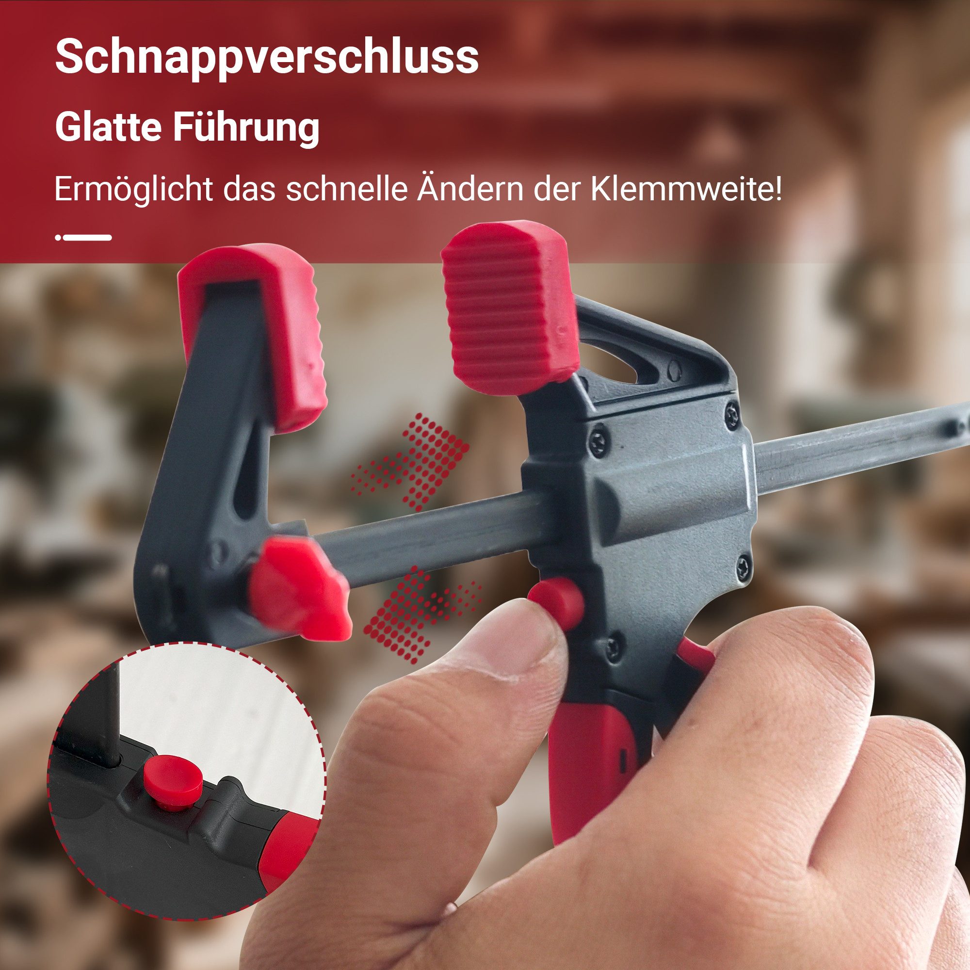 Thanaddo Zwinge Schraubzwinge Set Einhandzwingen Set, (4 Zollx6;6 Zollx2+12 Zoll;12 Zollx6, 6 St., 2 in 1 Spannkraft 70kg), für präzises Fixieren Holzarbeiten, Heimwerken Klemmen