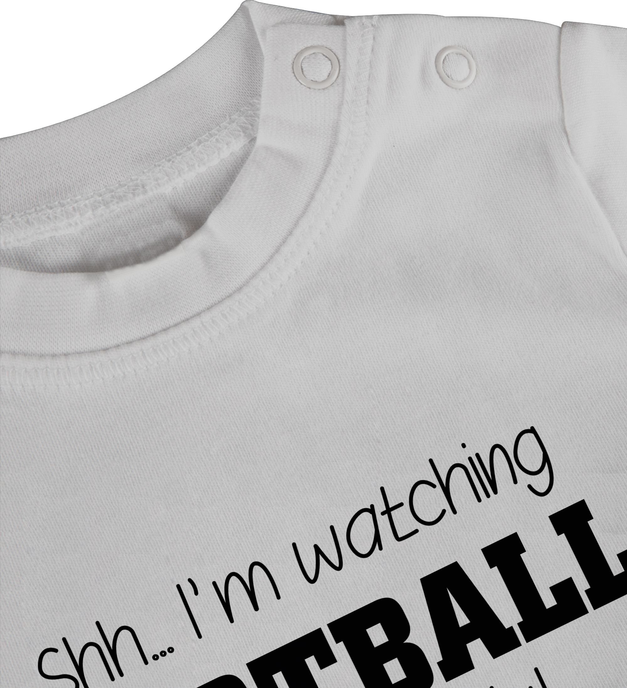 1 & Daddy! football Weiß watching schwarz Sport Baby T-Shirt with Bewegung Shirtracer Shh...I'm -