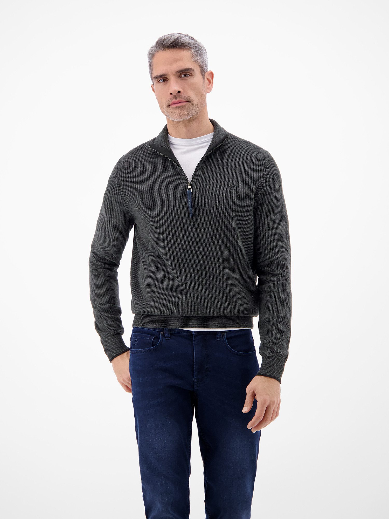 LERROS Sweatshirt LERROS Troyer aus 100% Baumwolle in Strukturqualität günstig online kaufen