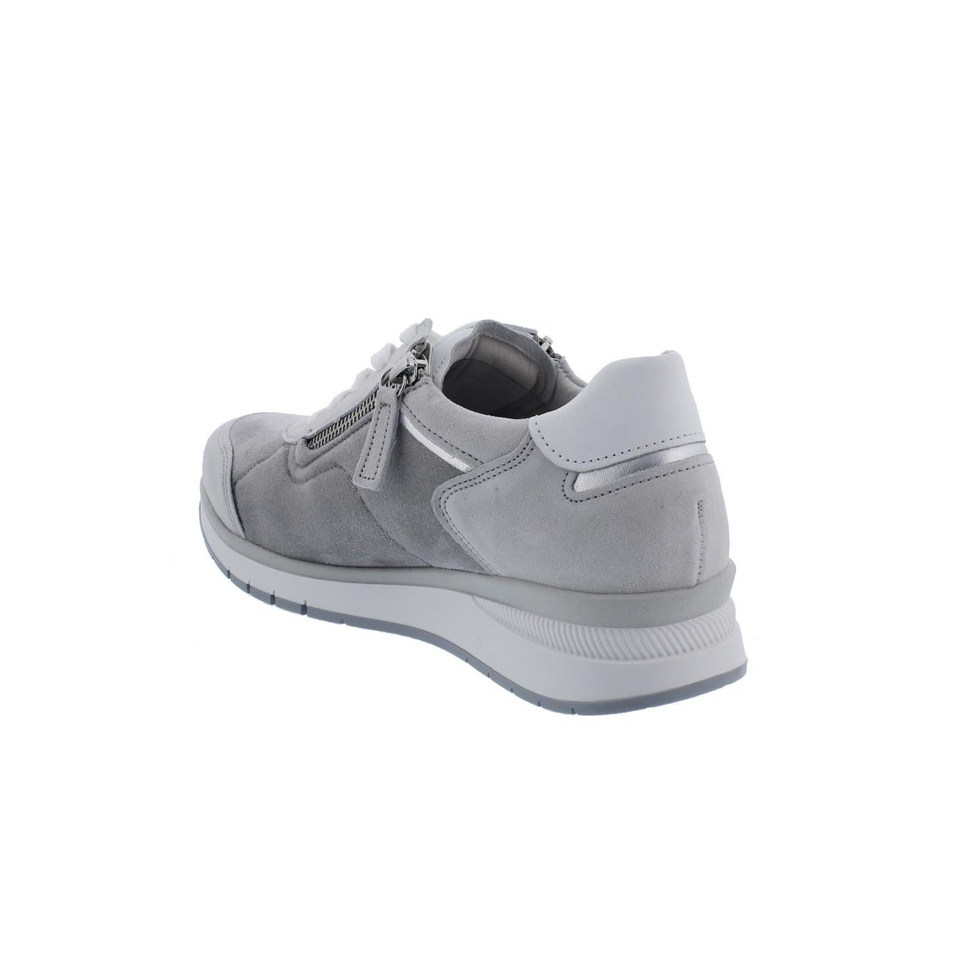 Gabor Gabor-Comfort Sneaker, Stretch / Velour / Met., fumo white silber, Wei Schnürschuh