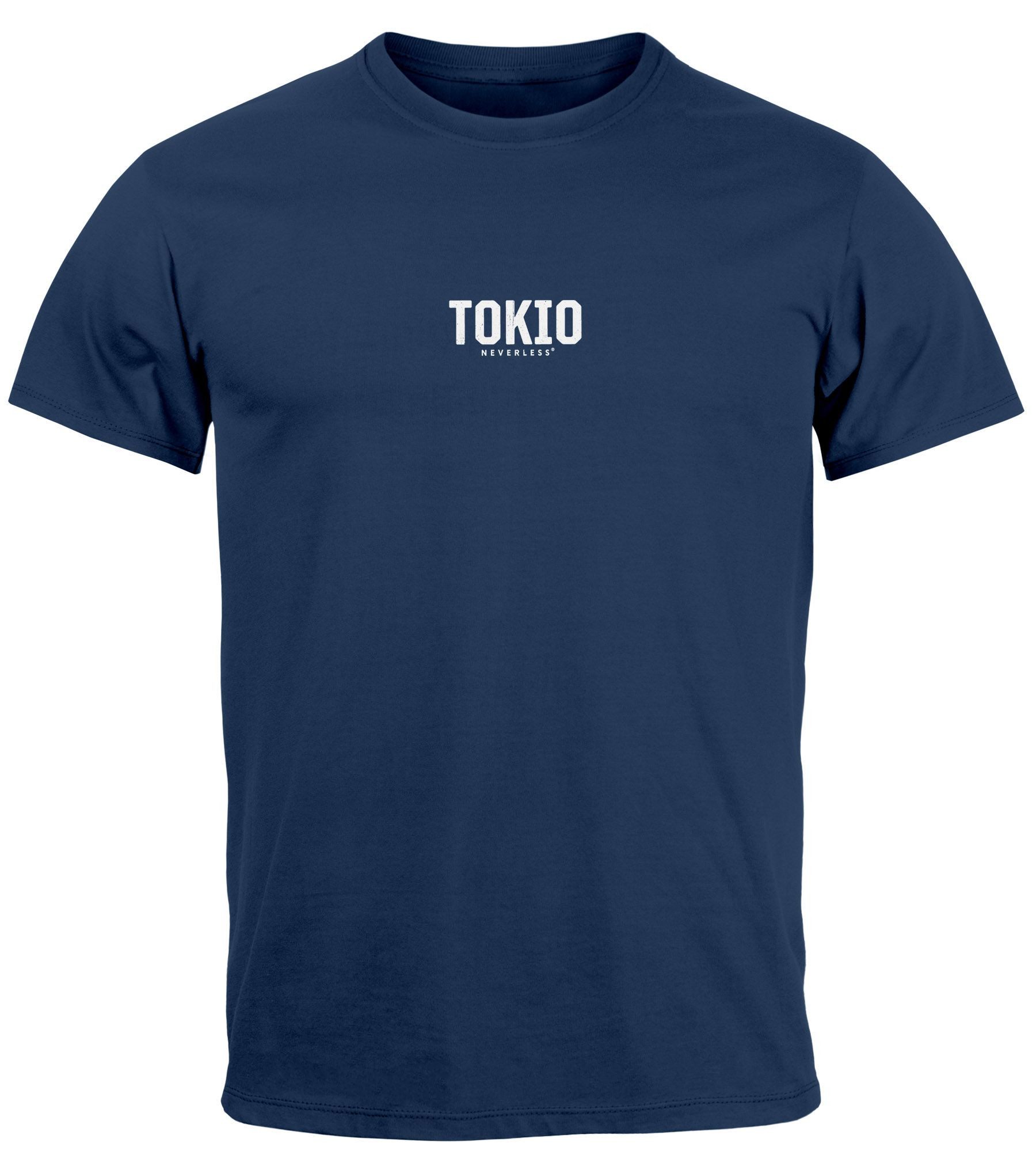 Neverless Print-Shirt Herren T-Shirt Backprint Tokyo Japan Japanische Schriftzeichen Grafik mit Print
