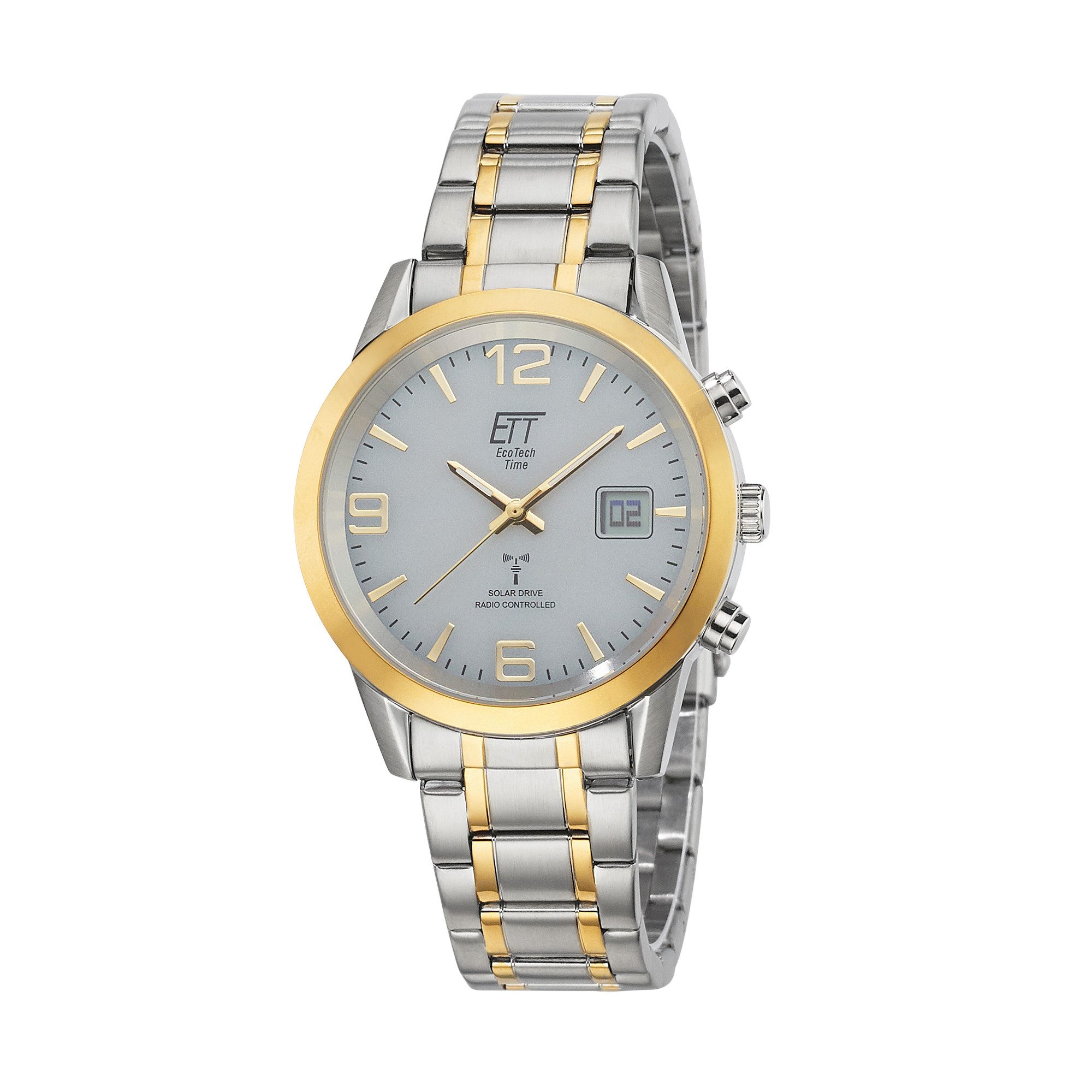 ETT Funkuhr Gobi EGS-11501-42M, Armbanduhr, Solar, Herrenuhr, Edelstahlarmband, analog, digital