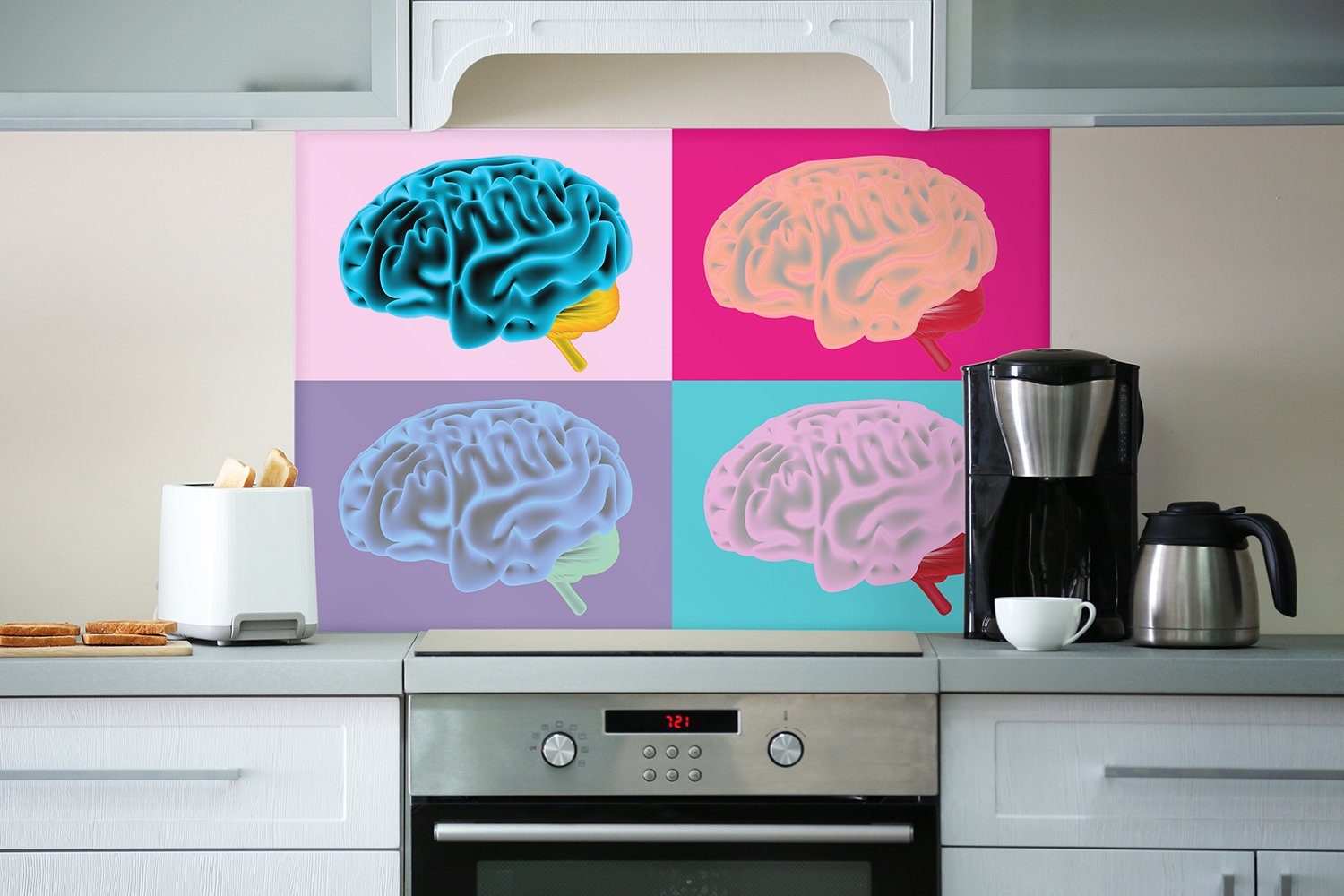 Gehirn (1-tlg) Menschliches Pop Küchenrückwand Stil, Art Wallario im