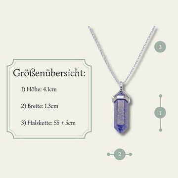 LAVISA Kette mit Anhänger LAVISA Obelisk Edelstein Halskette silber, echte Kristalle, Naturstein, Edelstein Halskette Schmuck Kristall Naturstein Edelsteinkette