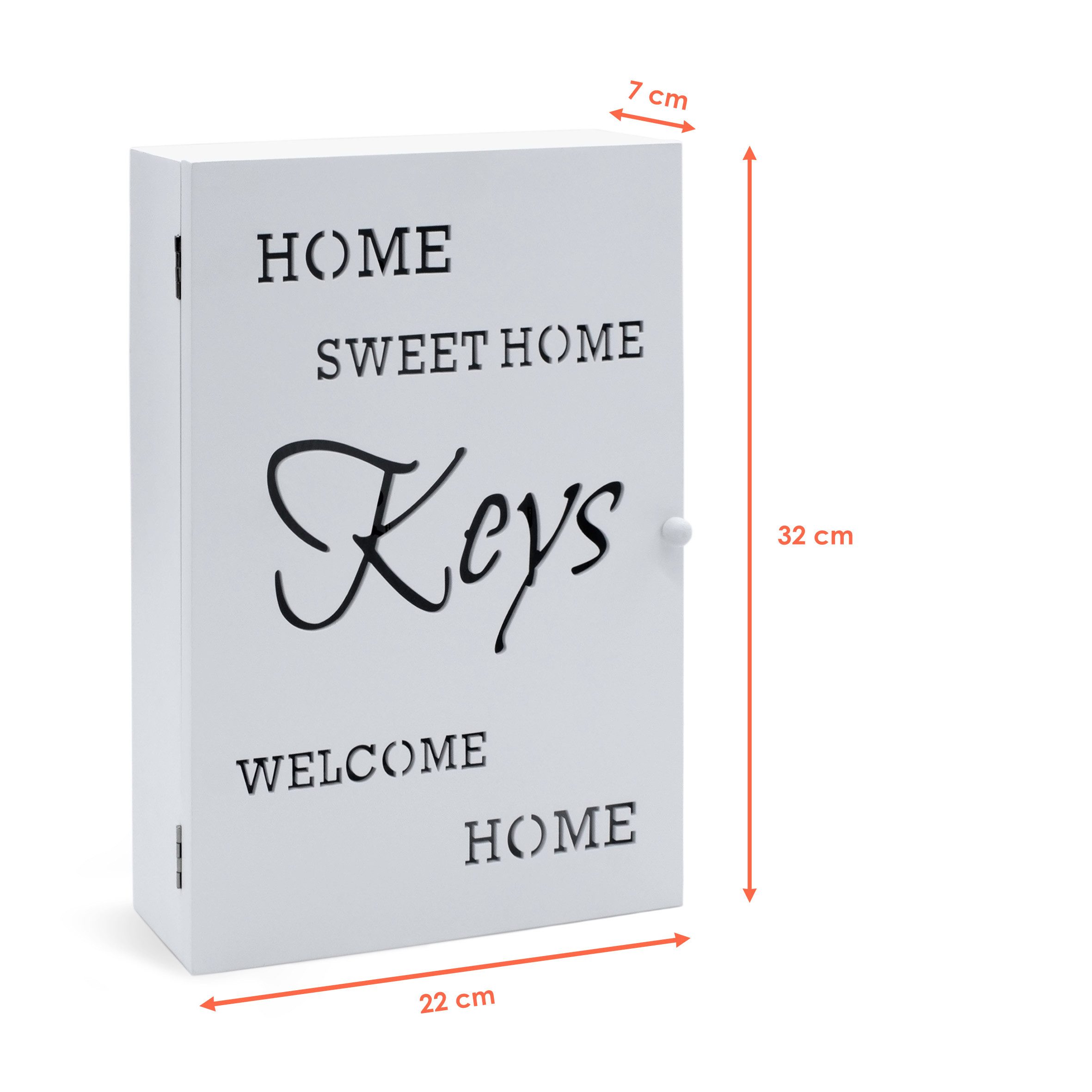 Spetebo Schlüsselkasten Holz Schlüsselkasten weiß mit 6 Haken - 32 x 22 cm günstig online kaufen