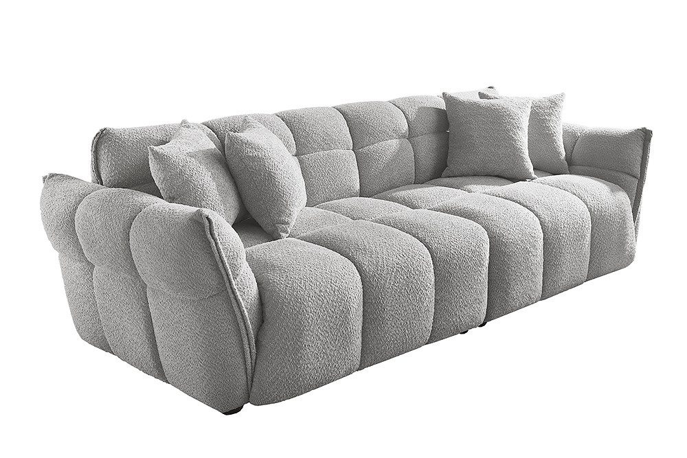 riess-ambiente 3-Sitzer CLOUD 260cm grau · XXL Couch mit Boucléstoff-Bezug und 4 Zierkissen, Einzelartikel 1 Teile, Bigsofa im Modern Design - ideal für Wohn- und Esszimmer oder TV-Ecke