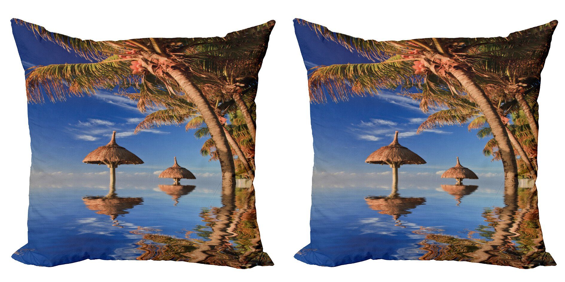 Kissenbezüge Modern Accent Doppelseitiger Digitaldruck, Abakuhaus (2 Stück), Tropisch Palmen der Ruhe Ocean