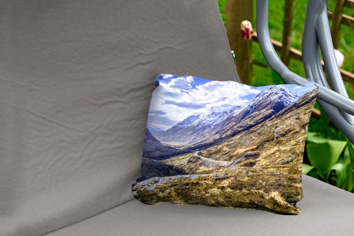 MuchoWow Dekokissen Ben Nevis Outdoor-Dekorationskissen, mit Schottland, schönen Kissenhülle Polyester, in Wolken Winter im Dekokissenbezug