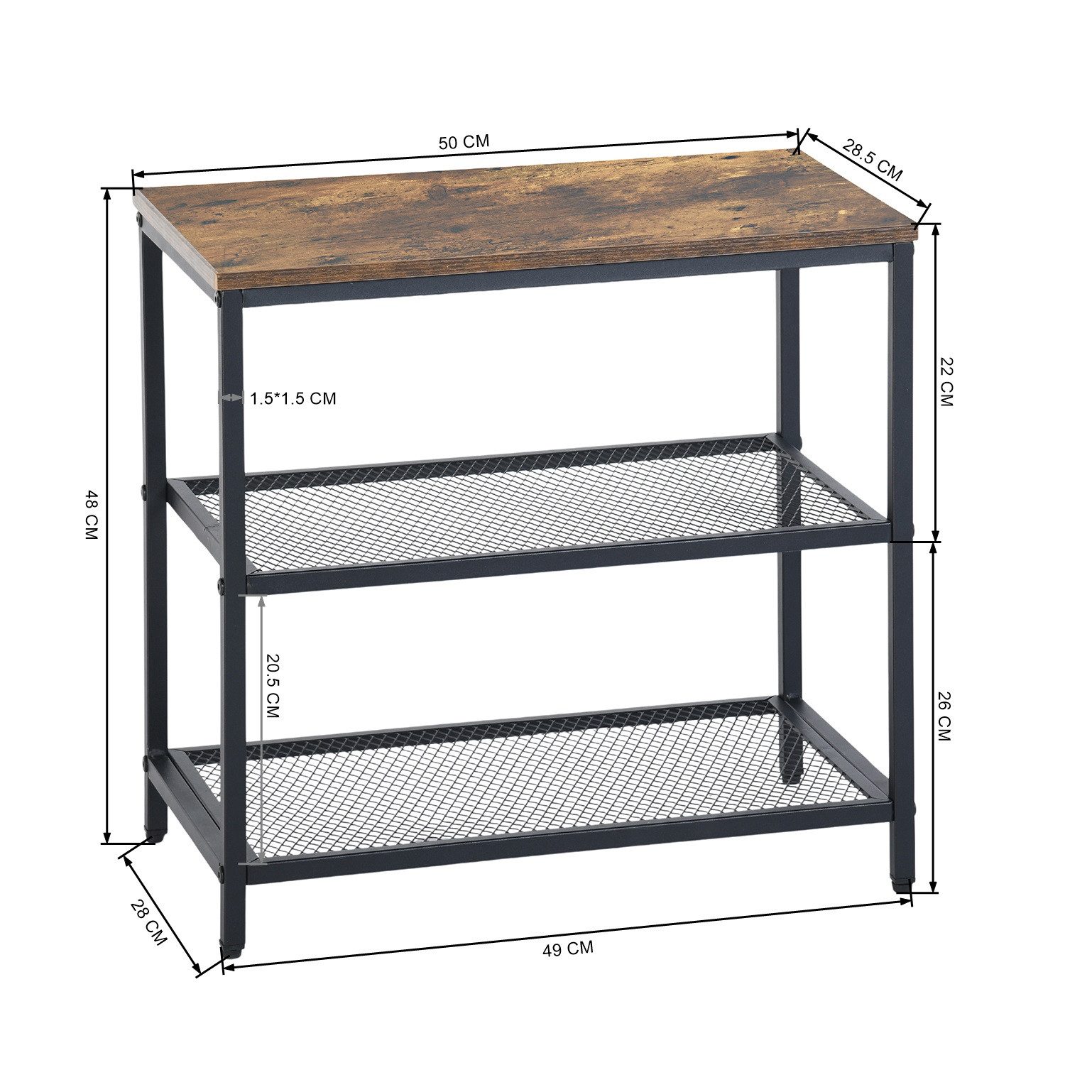 Fanttik Standregal Küchenregale,1-tlg 3 Ablagen, Metallgestell, günstig online kaufen