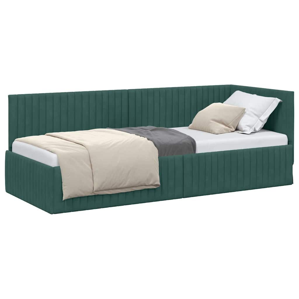 vidaXL Bett Eckbettgestell mit Kopfteil Dunkelgrün günstig online kaufen
