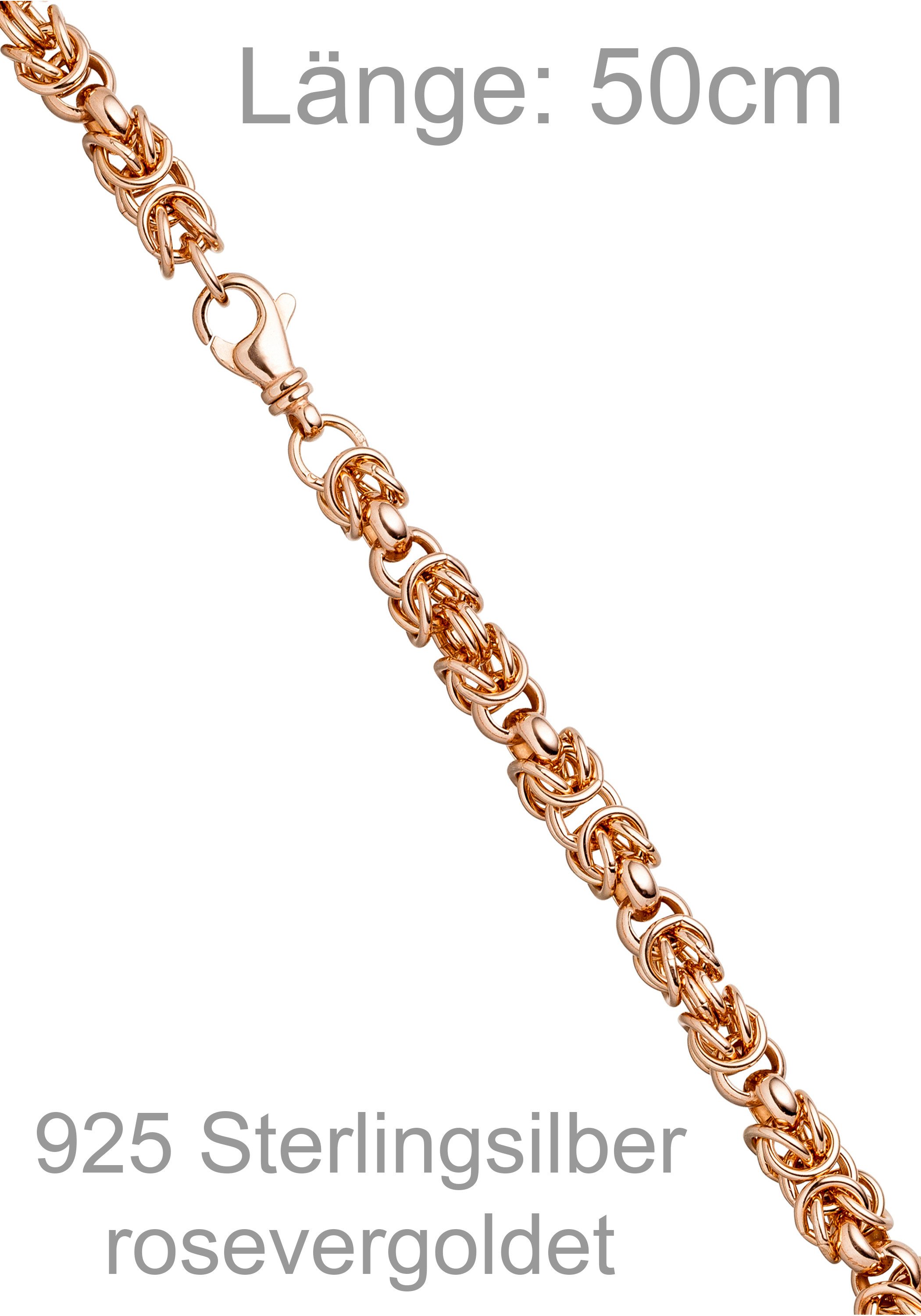 JOBO Königskette Herrenkette 7,2 mm, 925 Silber roségold vergoldet 50 cm