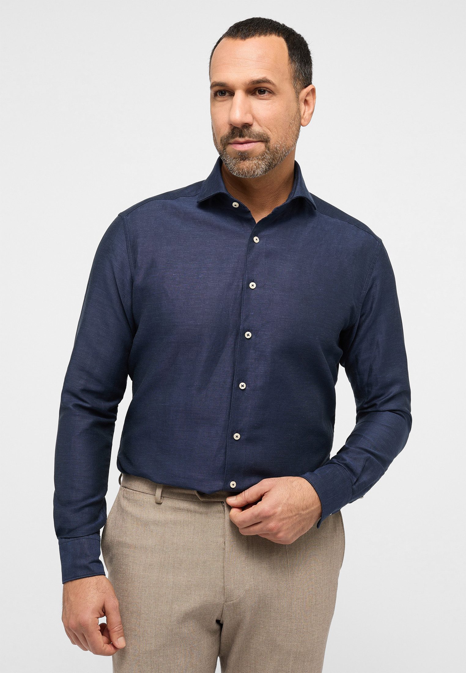 Eterna Businesshemd 1863 by ETERNA MODERN FIT Langarm Hemd midnight linen 2355-19-XS82 -