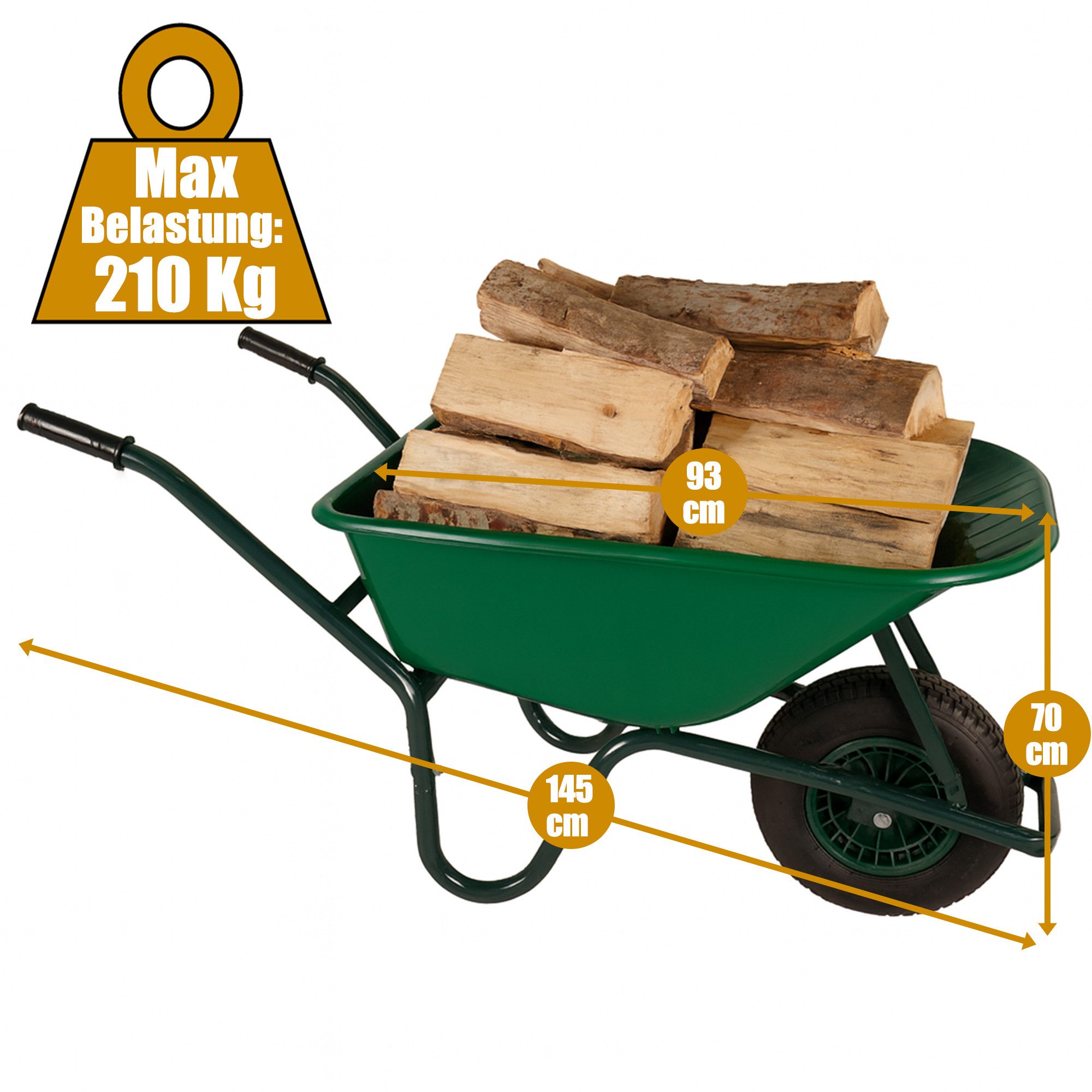 ONDIS24 Schubkarre Gartenschubkarre Schubkarre Bauschubkarre verzinkt 100/120 Liter
