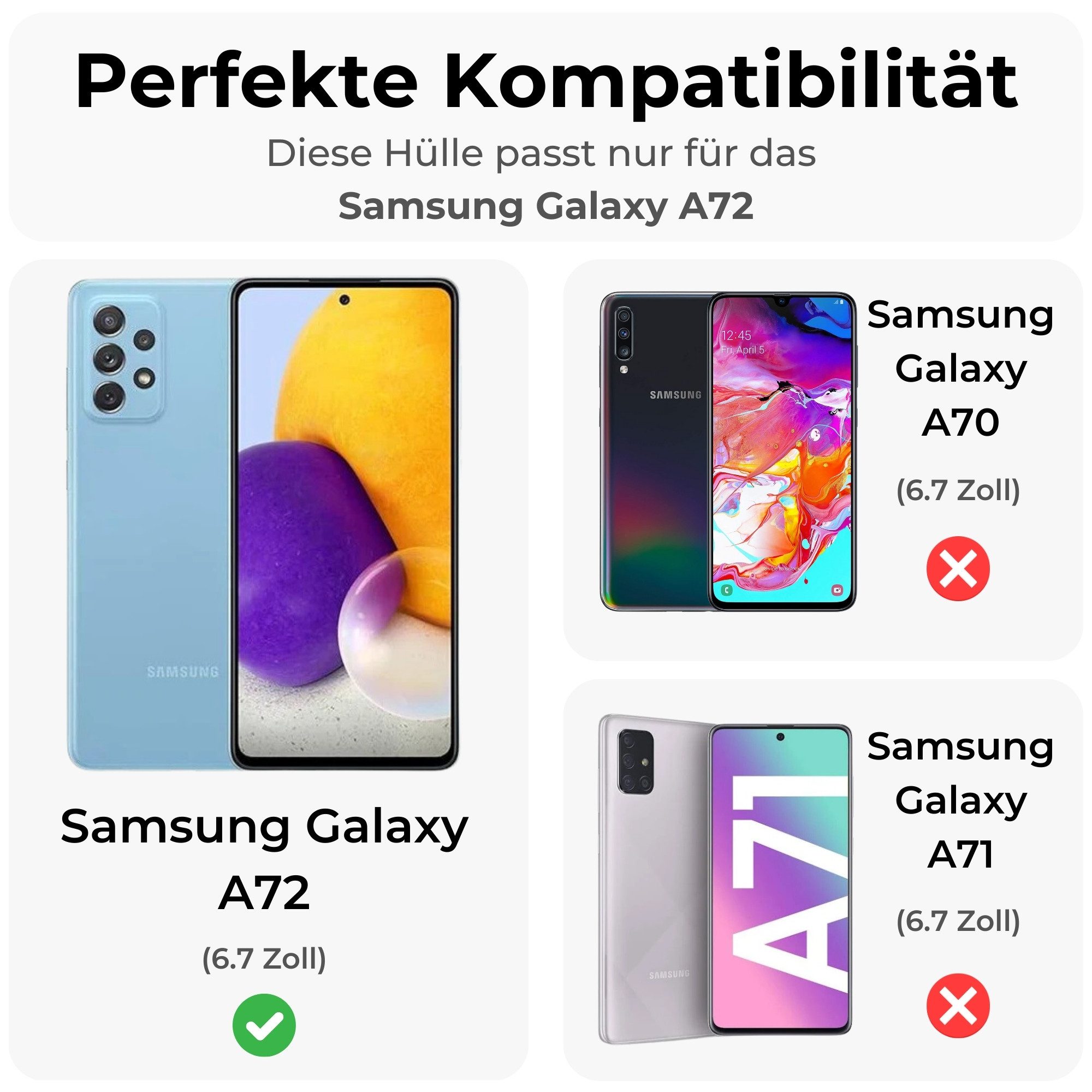 betterfon Handyhülle Handytasche für Samsung Galaxy A72 Klapphülle, Wallet Case mit Kartenfächern Magnetverschluss und weicher Innenhülle