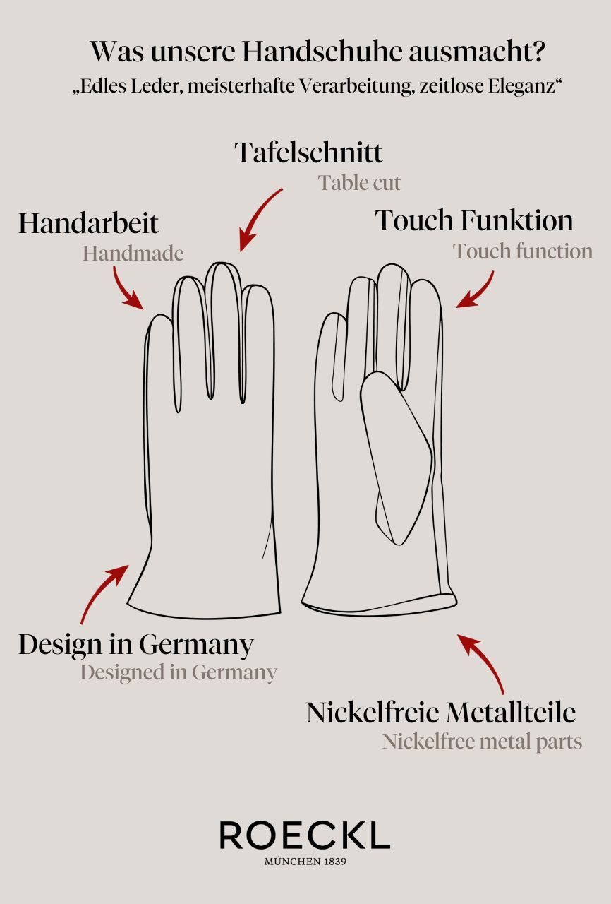 Roeckl Lederhandschuhe TALLINN TOUCH Fingerhandschuhe mit Aufnähten