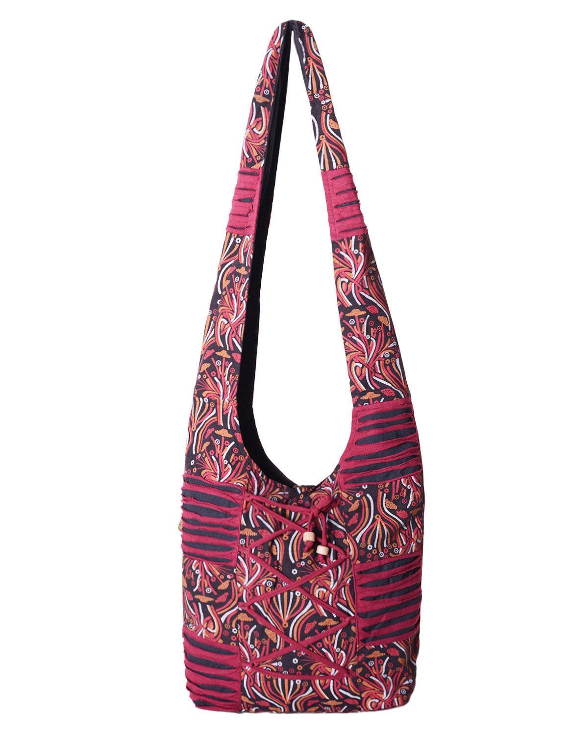 Beuteltasche Schultertasche Baumwolle Stofftasche mit Kreuzschnürung