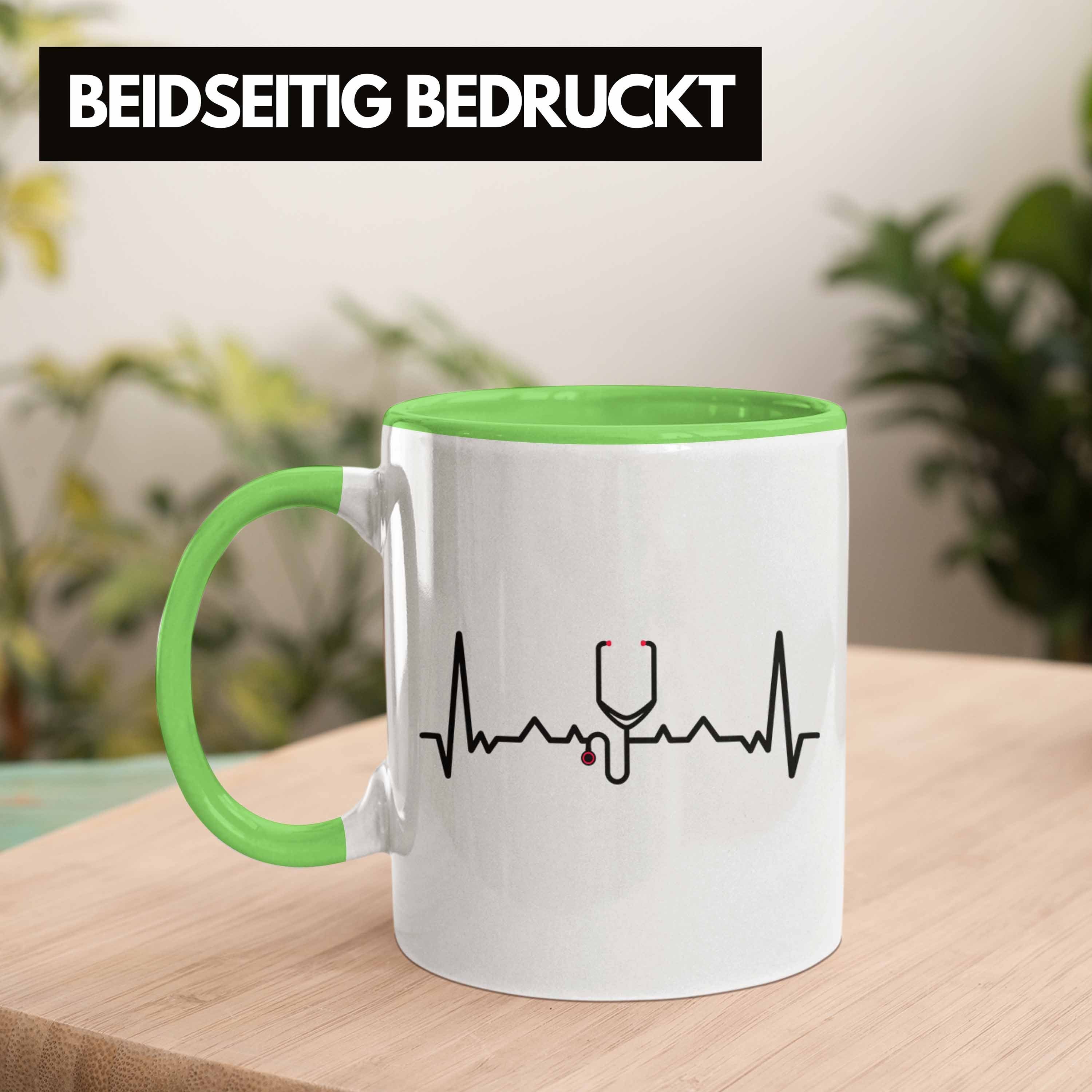 Bester Arzt Trendation Tasse Doctor Tasse Ärzt Grün Doktor Herzschlag Geschenk Geschenkidee