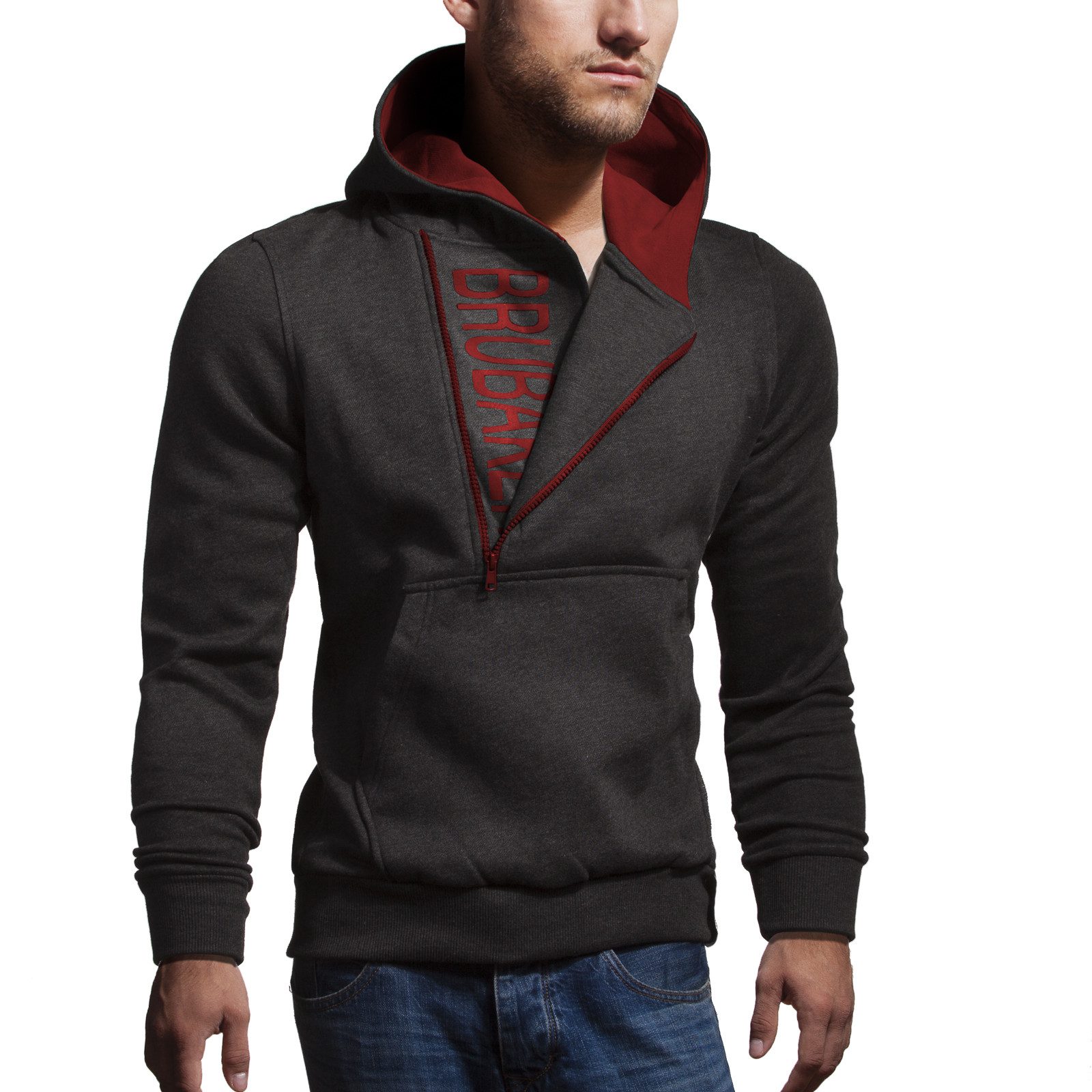 BRUBAKER Sweatshirt Herren Label Kapuzensweatshirt (1-tlg) günstig online kaufen