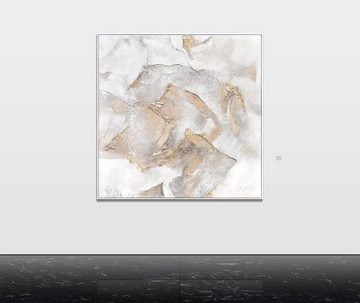 YS-Art Gemälde Berggipfel, Struktur Leinwand Bild Handgemalt mit Rahmen in Gold