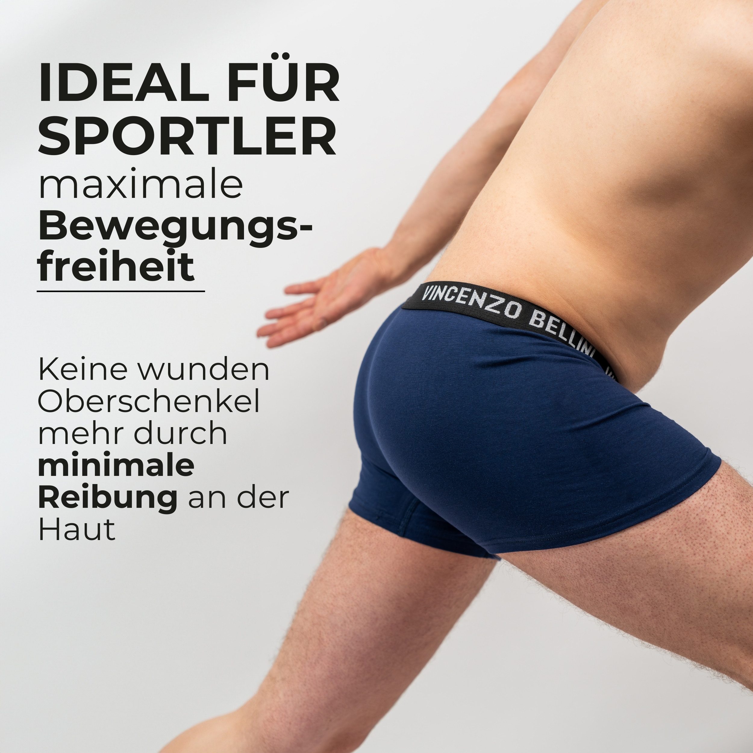Vincenzo Bellini Boxershorts aus Baumwolle - 3 Farbvarianten - Herren Unterhose (Männer Unterwäsche Spar-Set, 8-St., 8er Set) Doppelt genäht - Ergonomisch & Lan – Bild 4 von 5