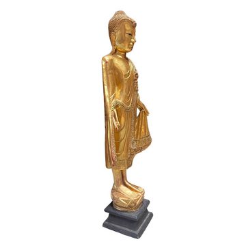 Asien LifeStyle Buddhafigur Buddha Statue Thailand Holz Figur blattvergoldet