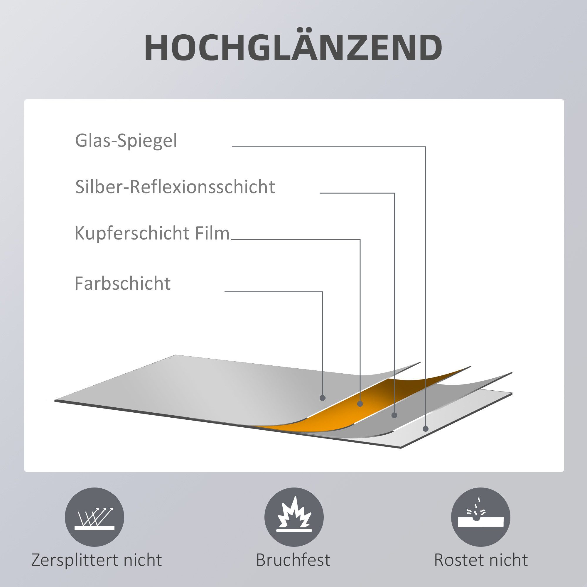 MC Star Standspiegel Ganzkörperspiegel Wandspiegel 125x45cm mit Holzrahmen in Natur (für Garderobe Flur oder Schlafzimmer)